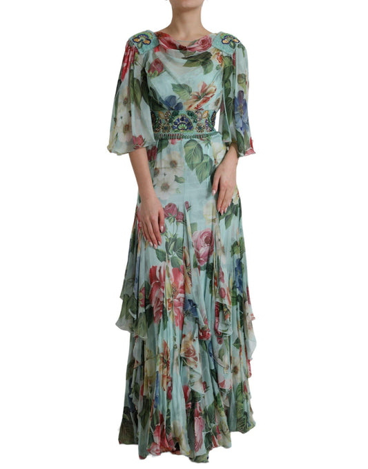 Dolce & Gabbana Elegant Floral Silk Long Dress - Arichezz.store