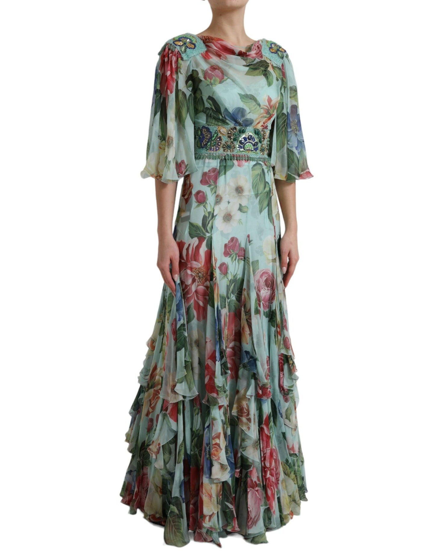 Dolce & Gabbana Elegant Floral Silk Long Dress - Arichezz.store