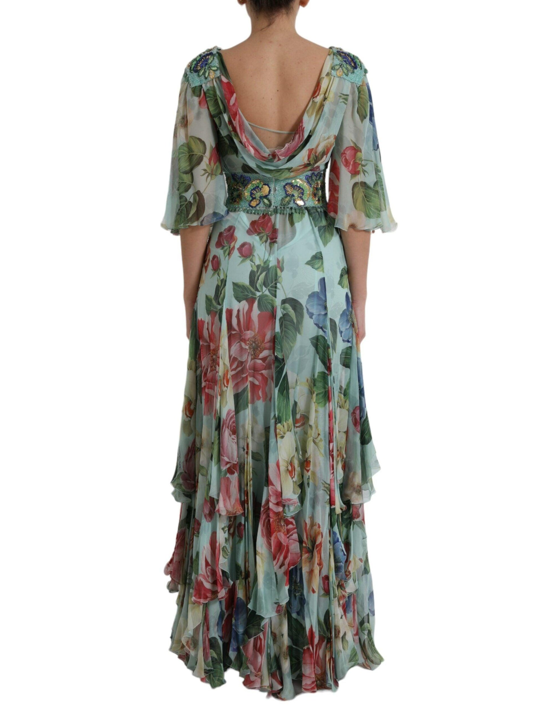 Dolce & Gabbana Elegant Floral Silk Long Dress - Arichezz.store