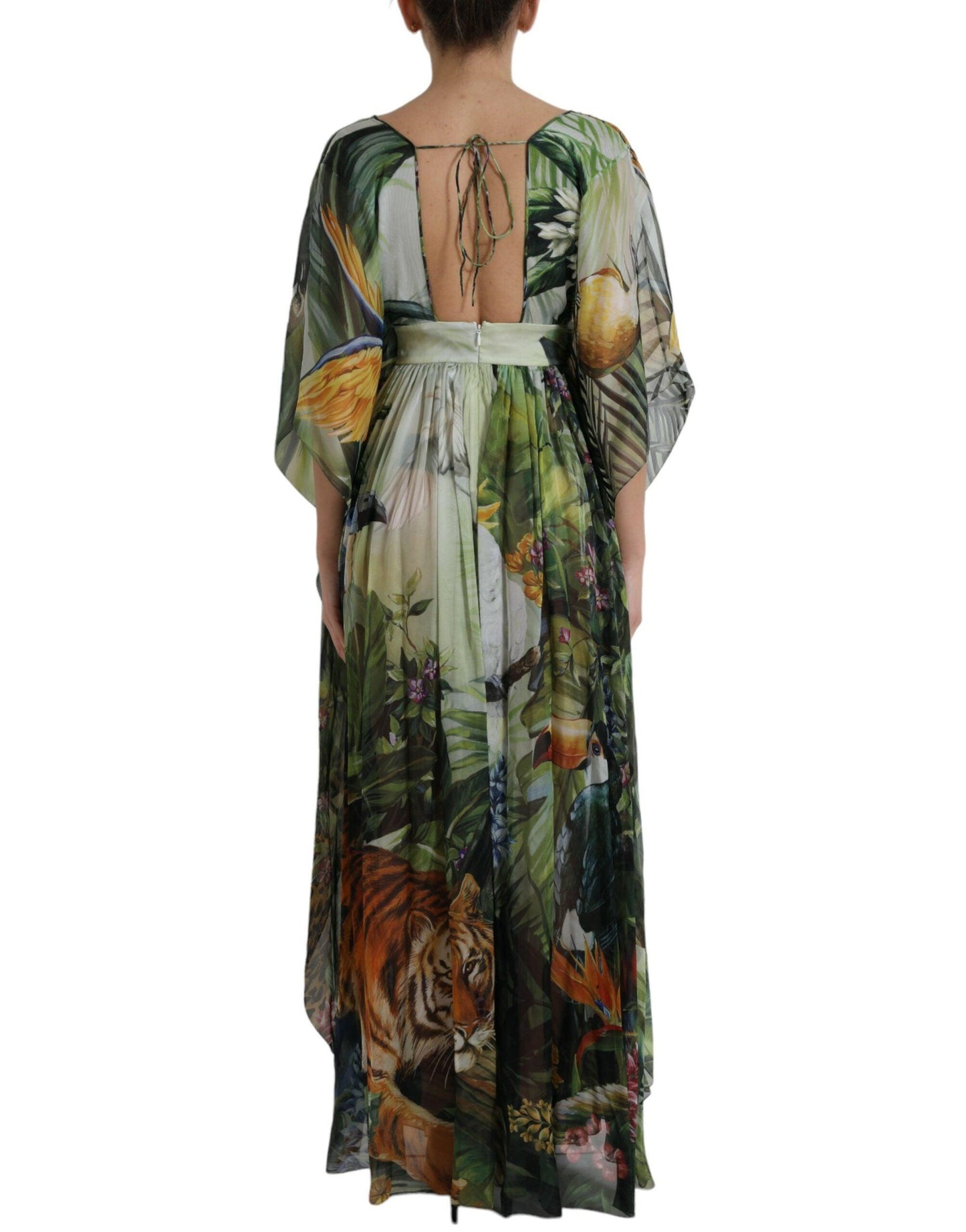 Dolce & Gabbana Elegant Jungle Print Maxi Silk Dress - Arichezz.store