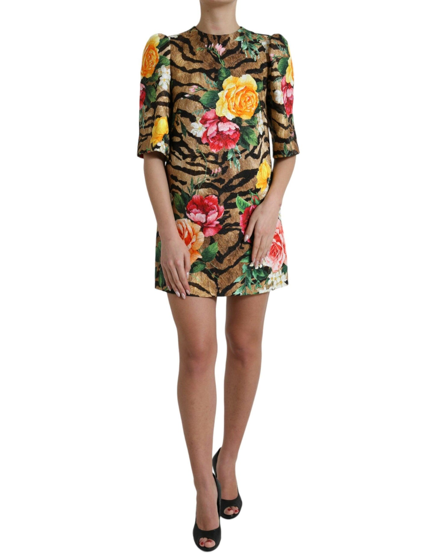 Dolce & Gabbana Animal & Floral Print Mini Shift Dress - Arichezz.store