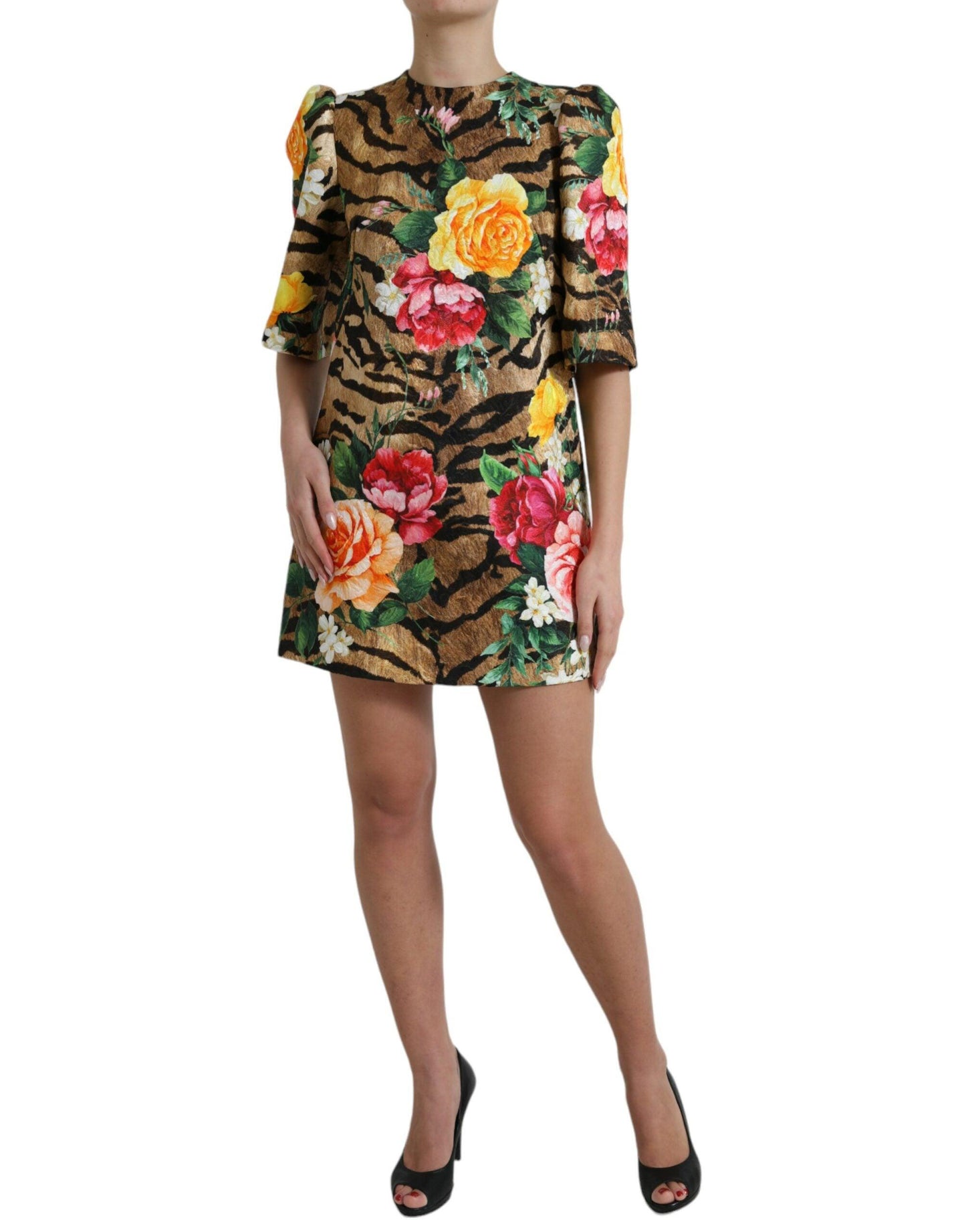 Dolce & Gabbana Animal & Floral Print Mini Shift Dress - Arichezz.store