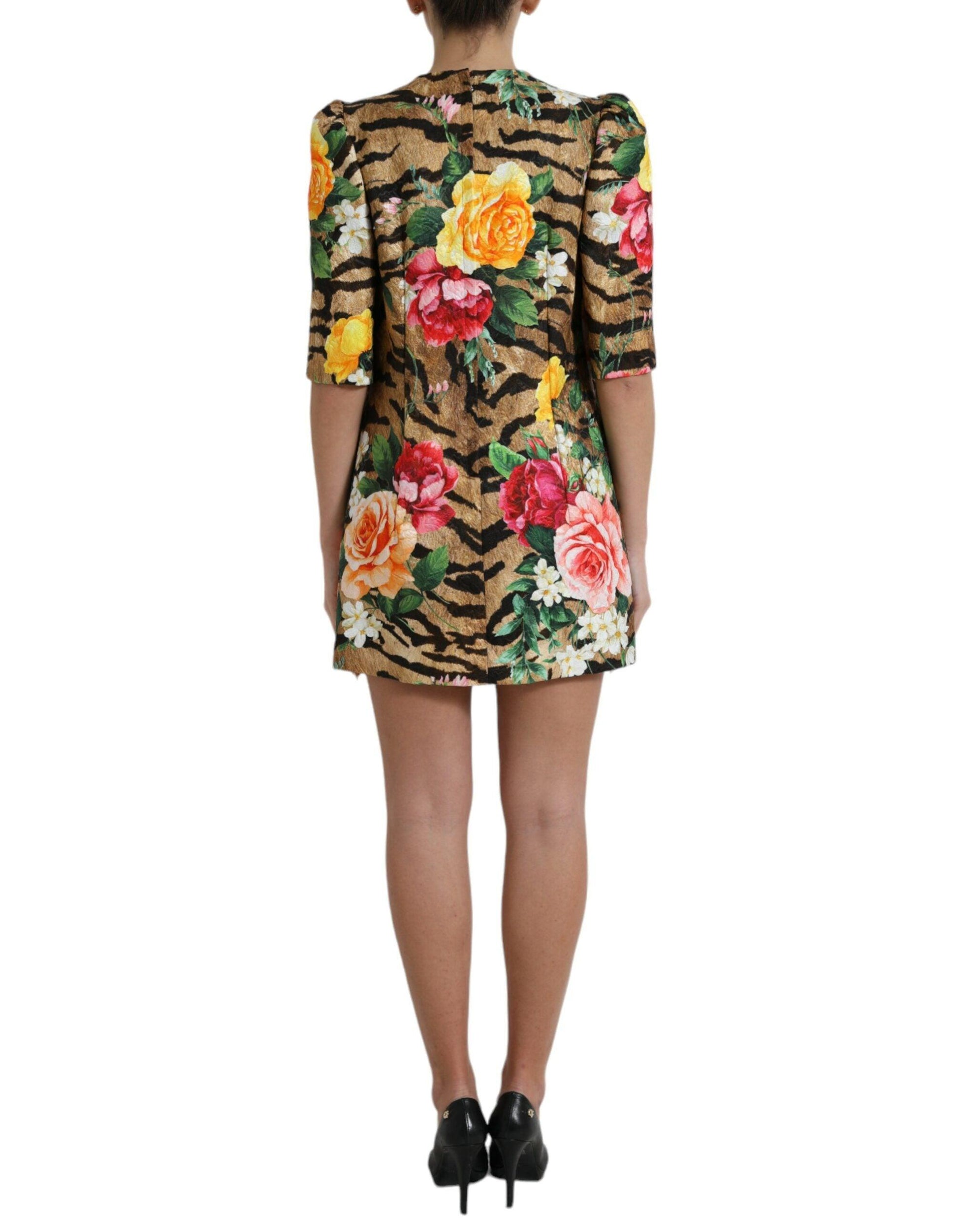 Dolce & Gabbana Animal & Floral Print Mini Shift Dress - Arichezz.store