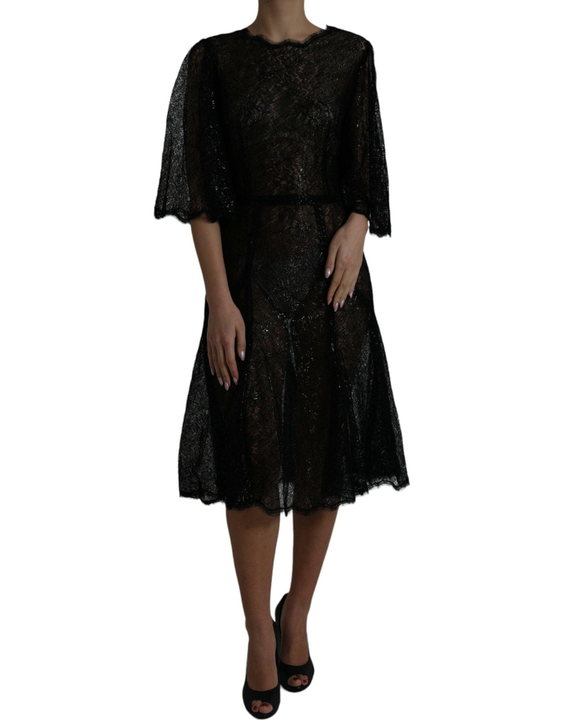 Dolce & Gabbana Elegant Floral Lace Midi Dress - Arichezz.store