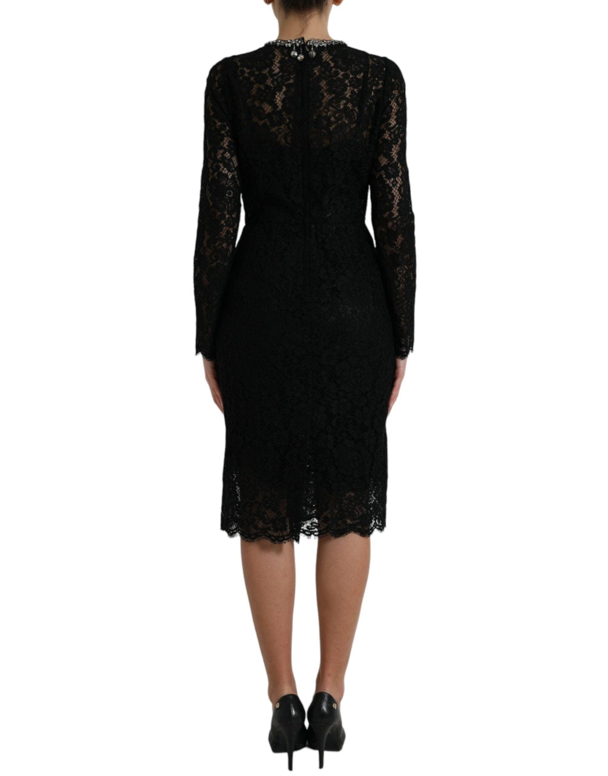 Dolce & Gabbana Elegant Crystal-Embellished Sheath Dress - Arichezz.store