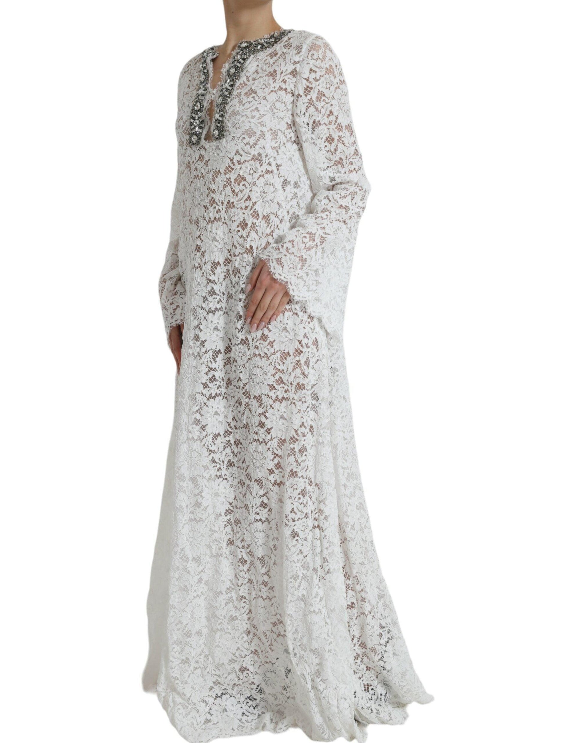 Dolce & Gabbana Elegant White Shift Dress with Crystal Embellishment - Arichezz.store