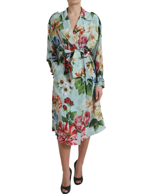 Dolce & Gabbana Floral Silk Trench Jacket - Arichezz.store