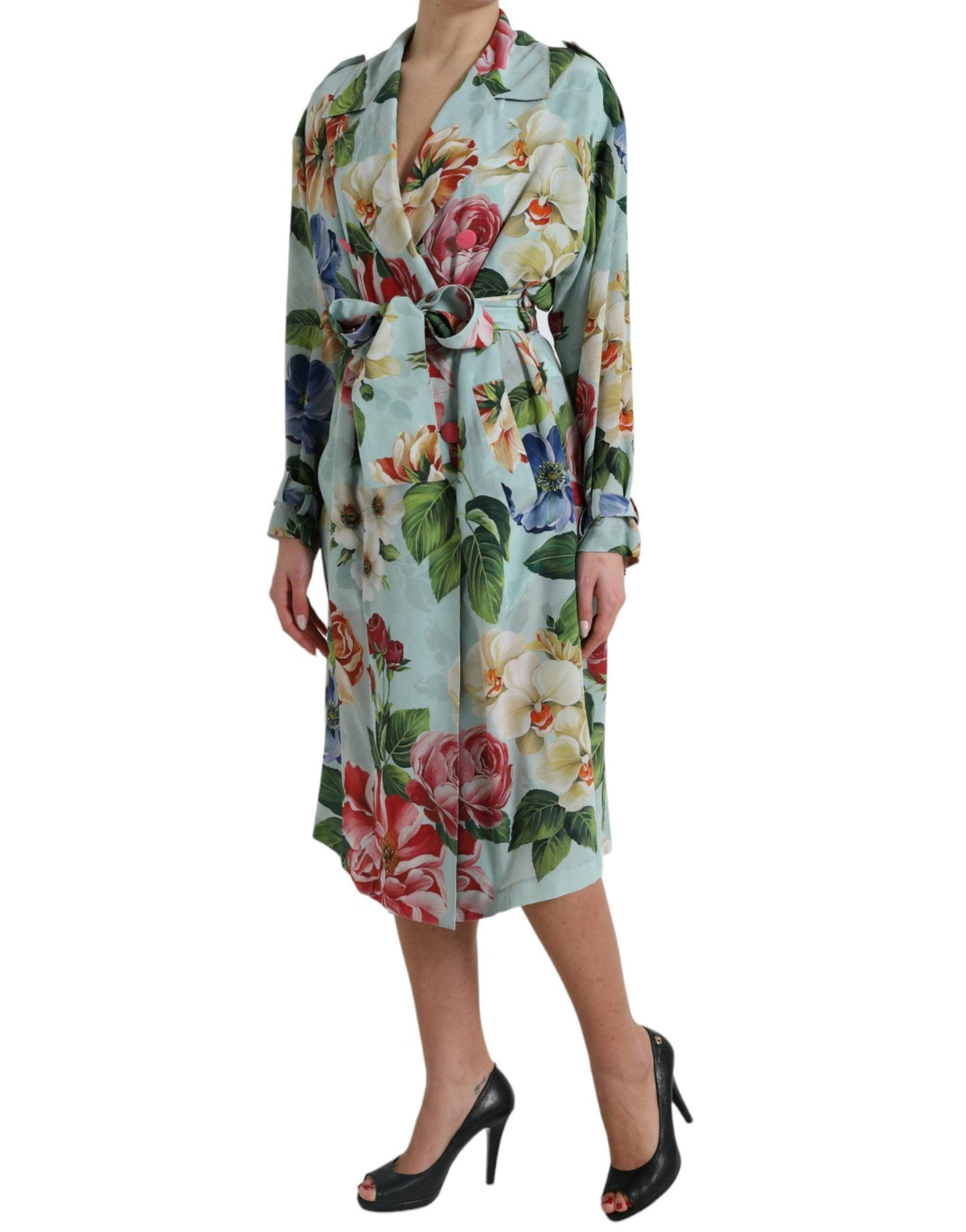 Dolce & Gabbana Floral Silk Trench Jacket - Arichezz.store