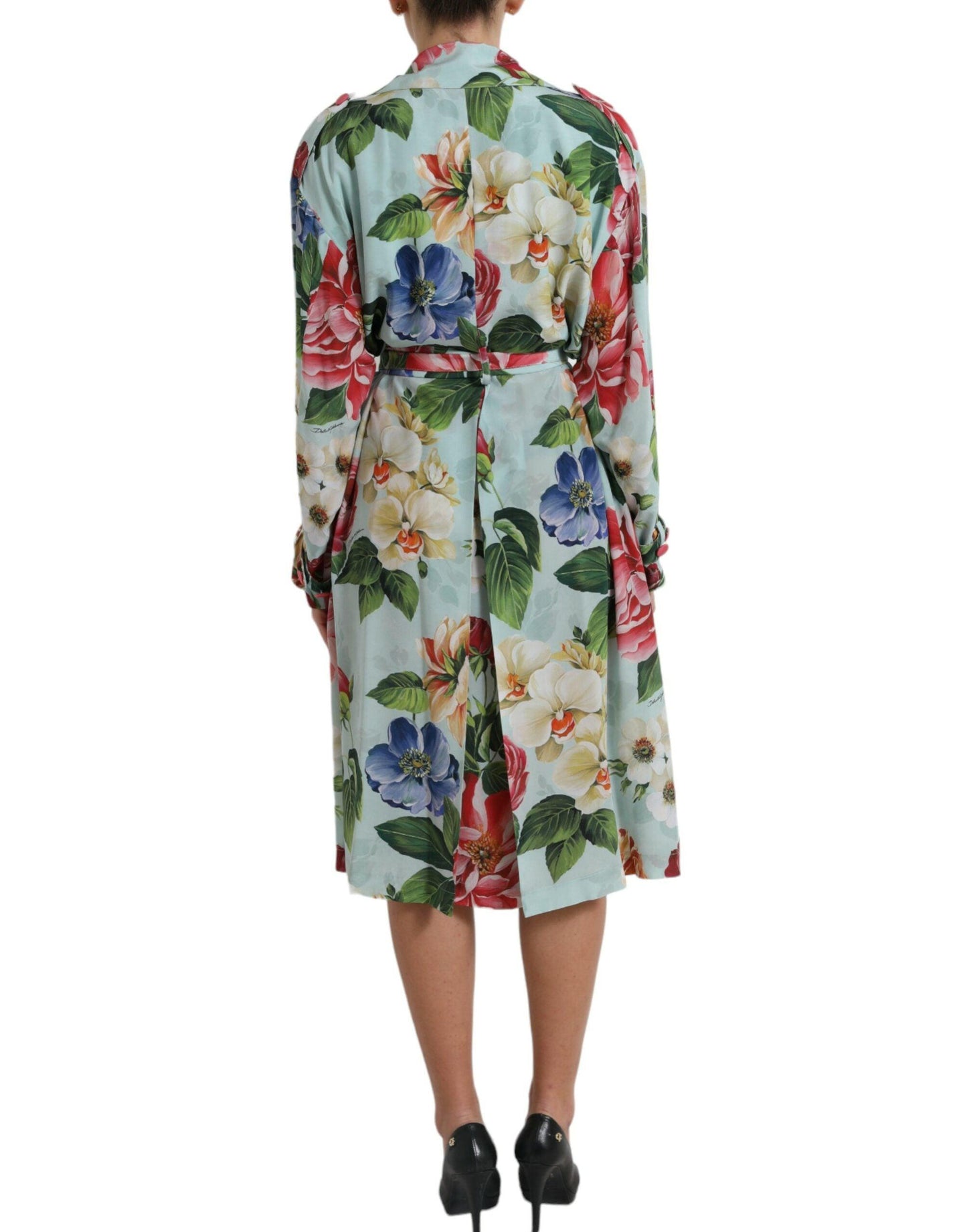 Dolce & Gabbana Floral Silk Trench Jacket - Arichezz.store