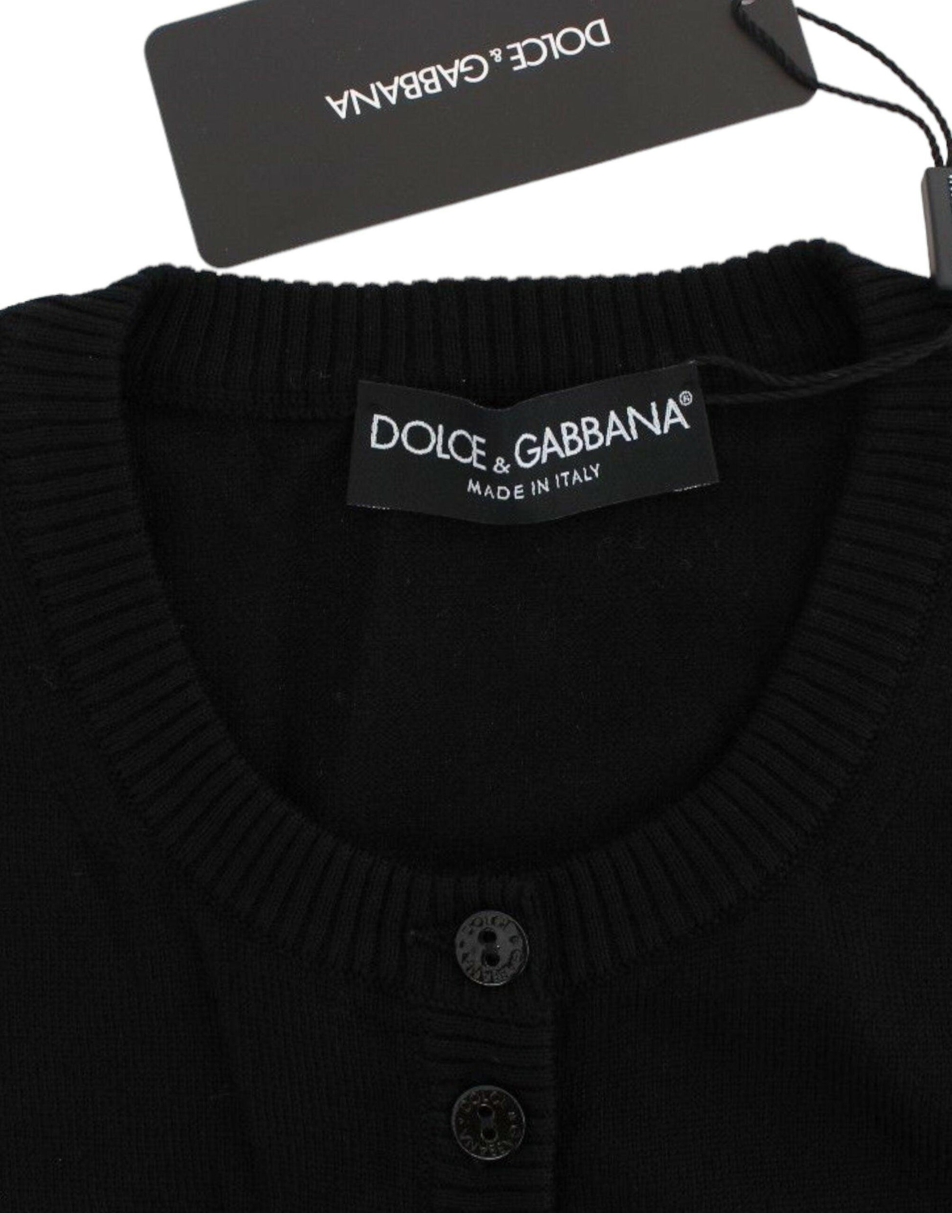 Dolce & Gabbana Elegant Black Wool Cardigan Sweater - Arichezz.store