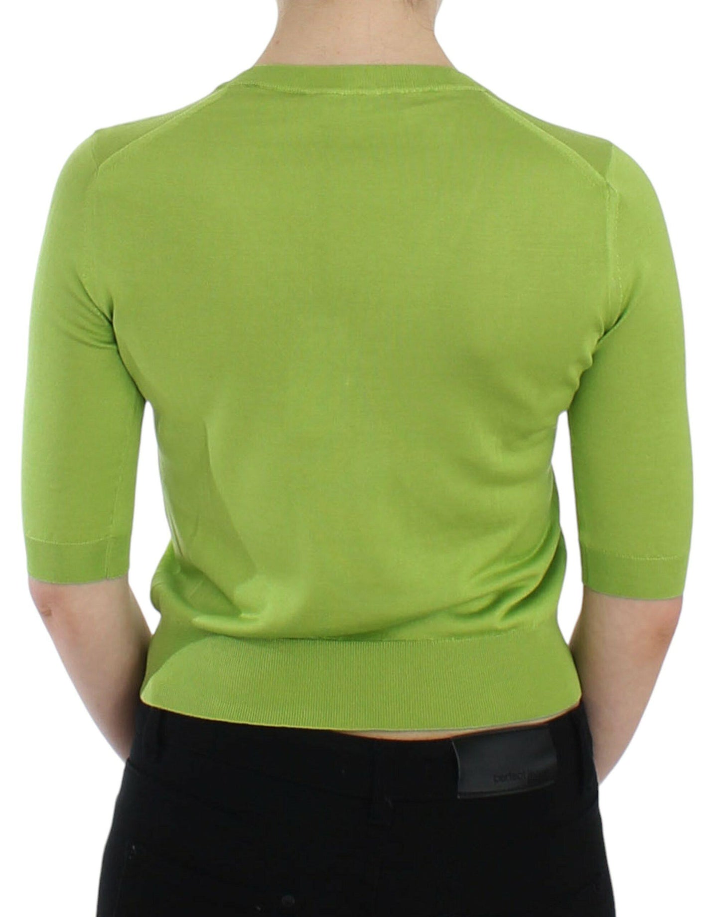 Dolce & Gabbana Emerald Green Wool V-Neck Pullover - Arichezz.store