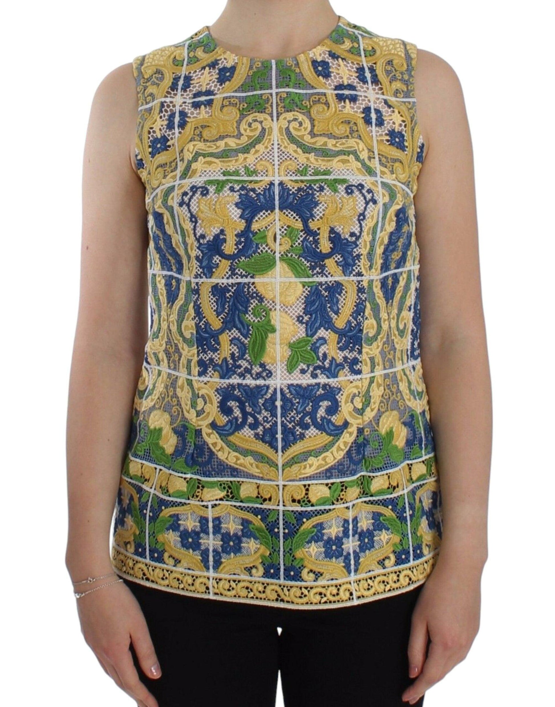 Dolce & Gabbana Majolica Embroidered Sleeveless Elegance - Arichezz.store