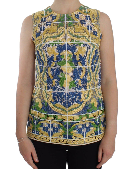 Dolce & Gabbana Majolica Embroidered Sleeveless Elegance - Arichezz.store