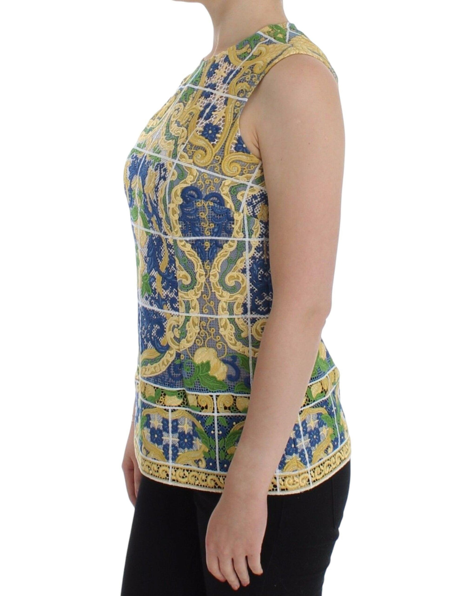 Dolce & Gabbana Majolica Embroidered Sleeveless Elegance - Arichezz.store