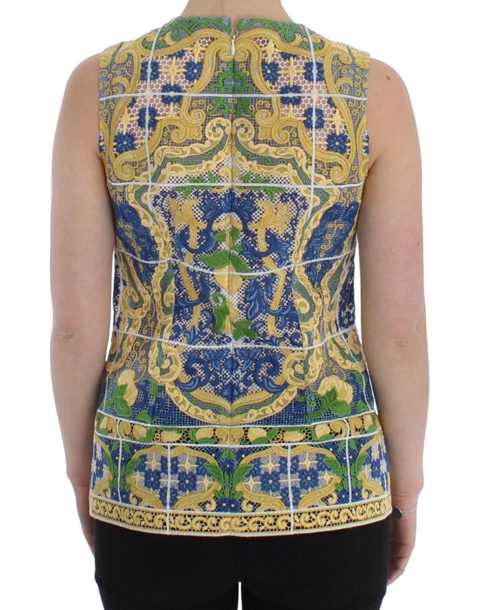 Dolce & Gabbana Majolica Embroidered Sleeveless Elegance - Arichezz.store