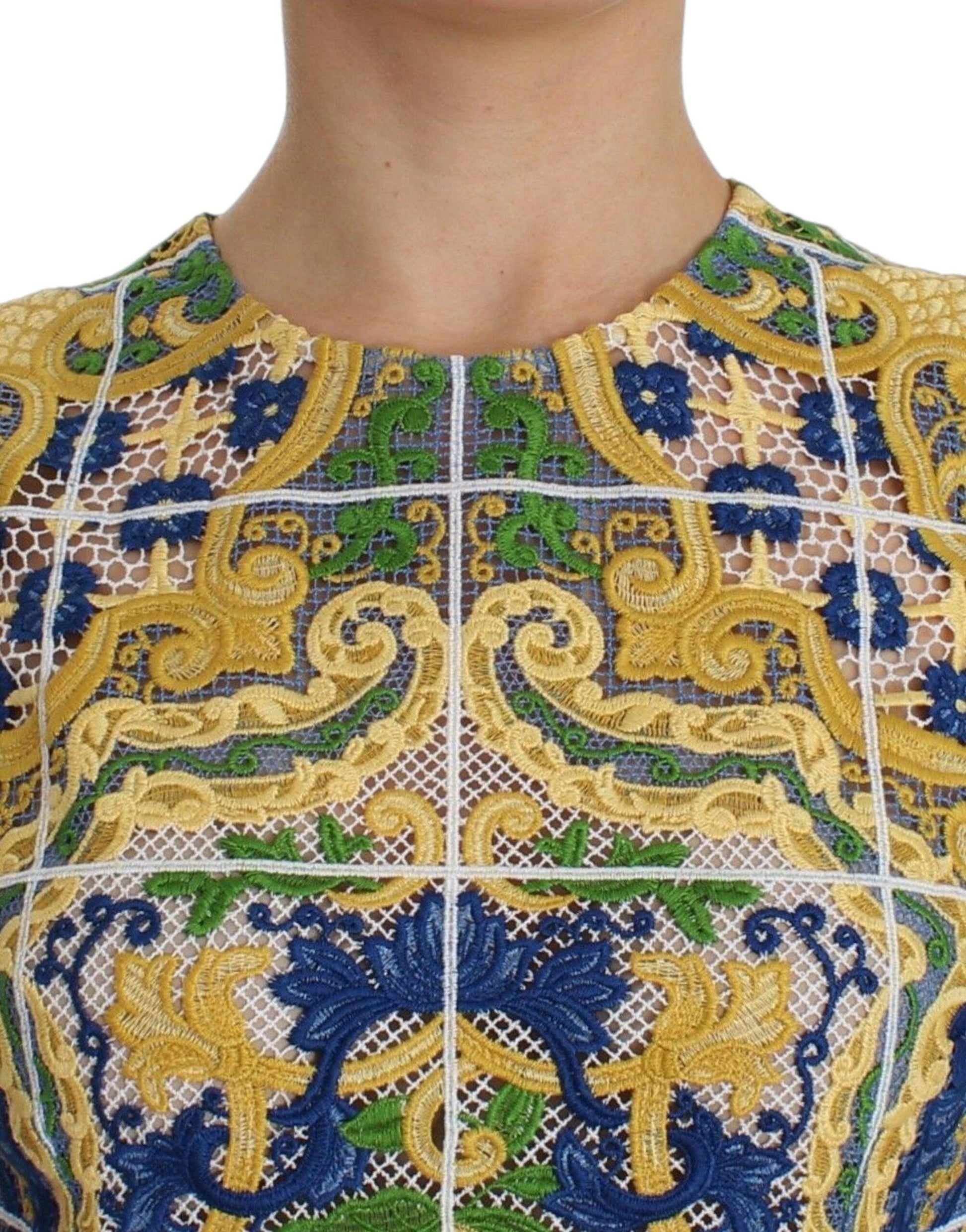 Dolce & Gabbana Majolica Embroidered Sleeveless Elegance - Arichezz.store