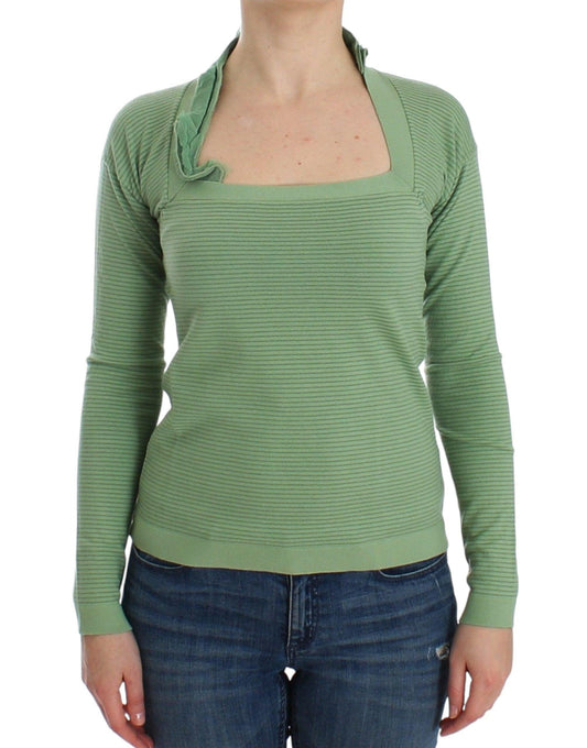 Ermanno Scervino Elegant Green Striped Wool Blend Sweater - Arichezz.store