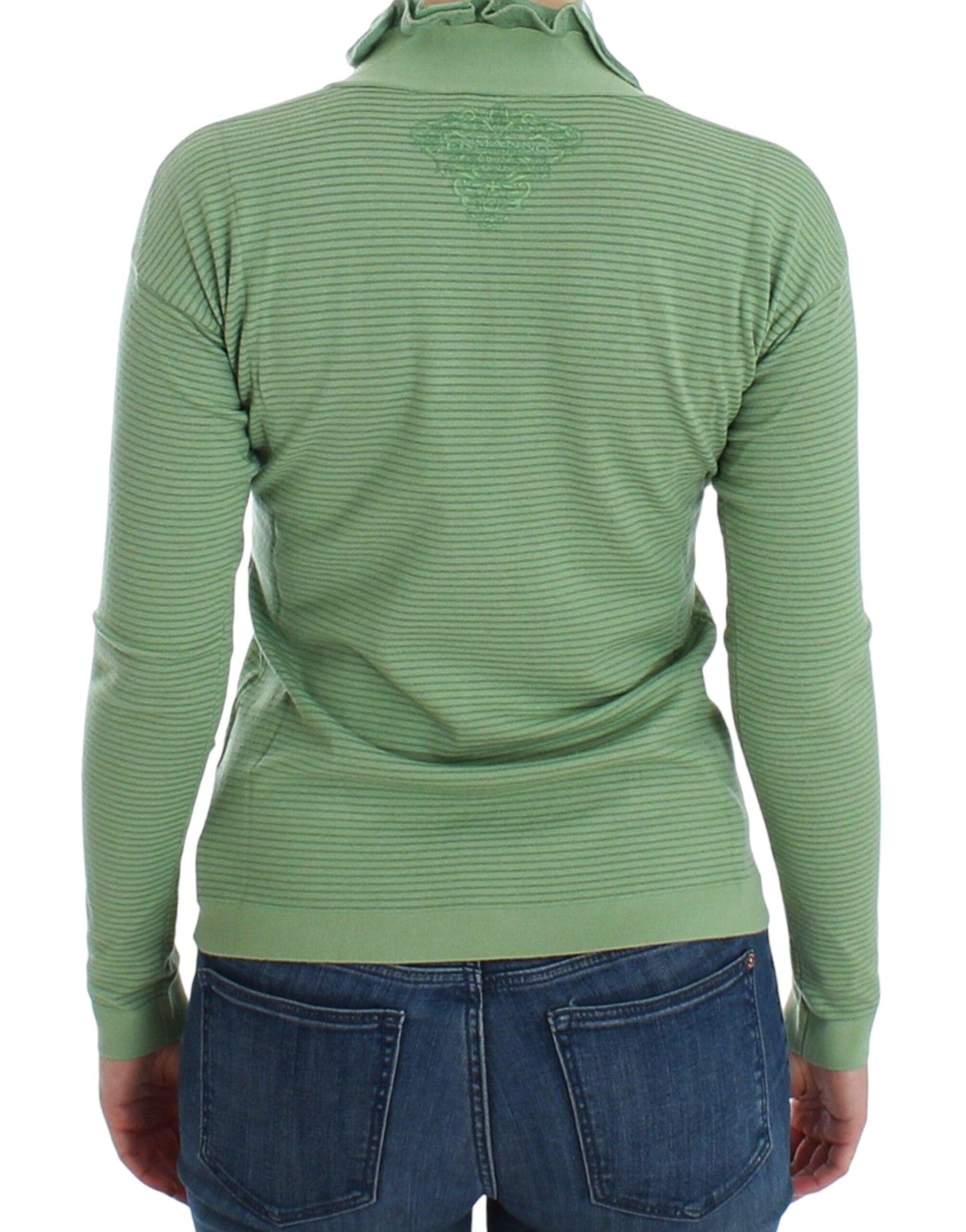 Ermanno Scervino Elegant Green Striped Wool Blend Sweater - Arichezz.store