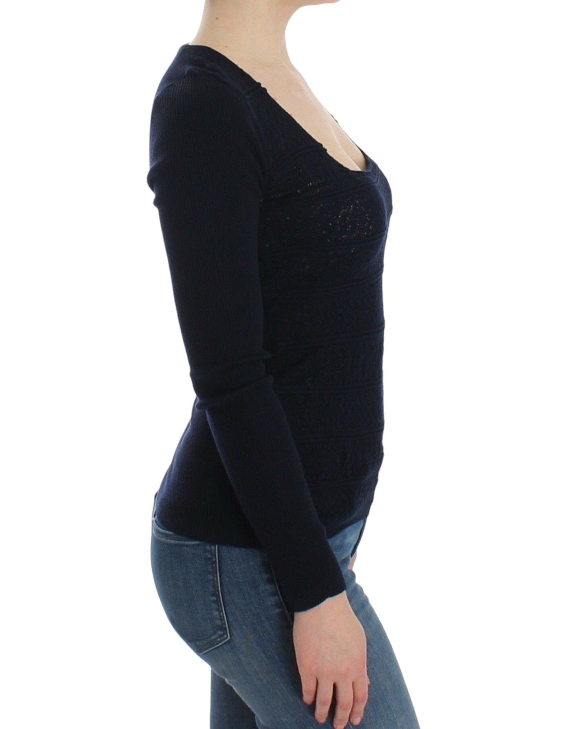 Ermanno Scervino Chic Blue Wool Blend Sweater - Arichezz.store