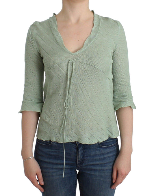 Ermanno Scervino Chic Green Knitted Top – Ethereal Elegance - Arichezz.store