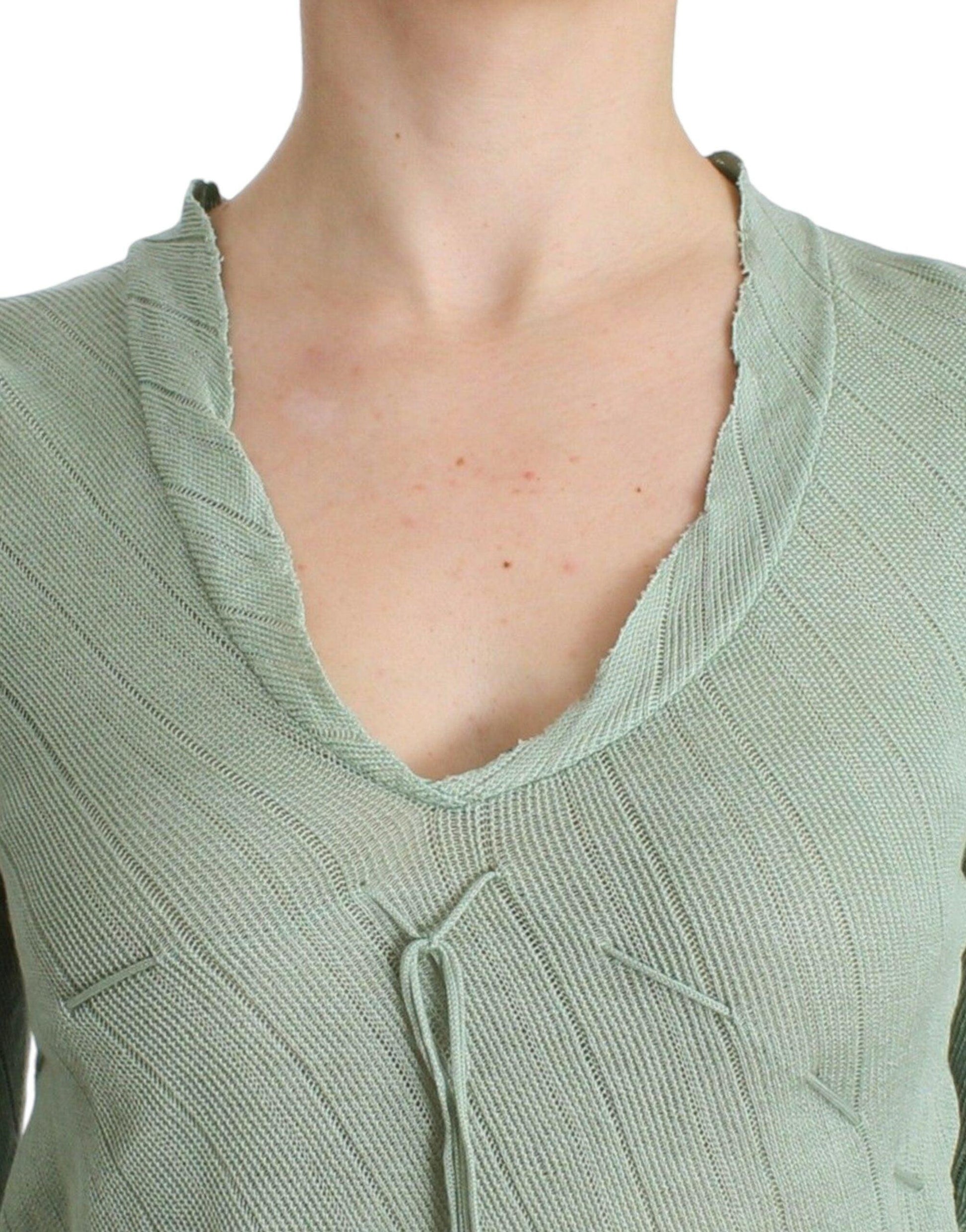 Ermanno Scervino Chic Green Knitted Top – Ethereal Elegance - Arichezz.store