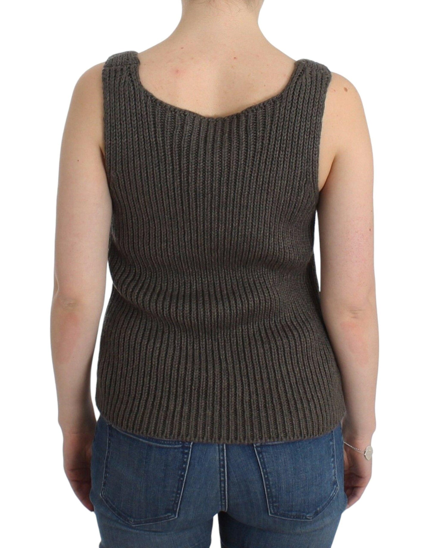 Ermanno Scervino Chic Gray Knit Crew Neck Top - Arichezz.store