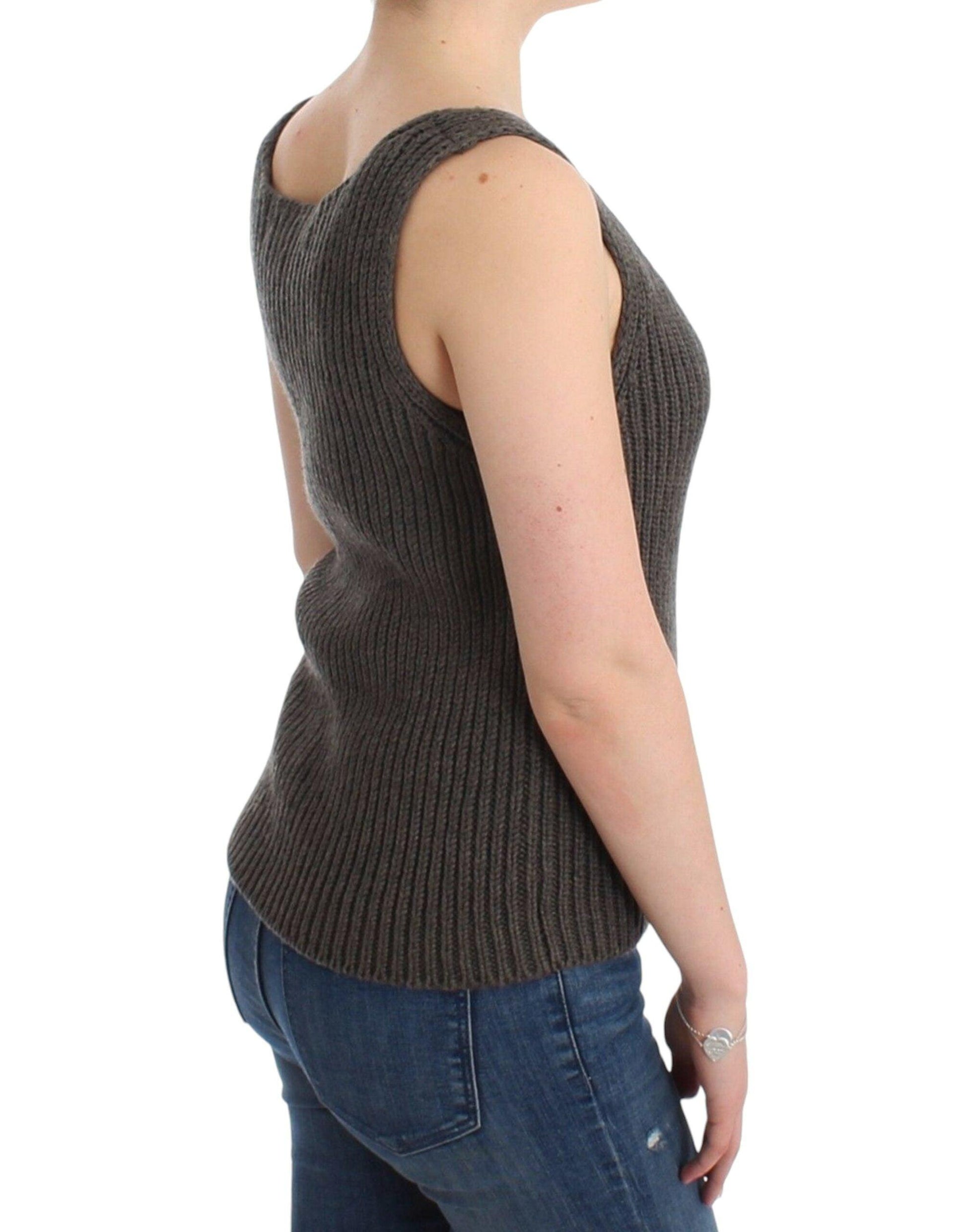 Ermanno Scervino Chic Gray Knit Crew Neck Top - Arichezz.store