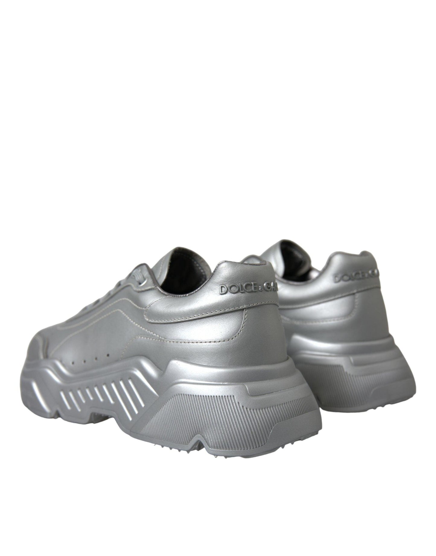 Dolce & Gabbana Elegant Silver Calfskin Leather Sneakers - Arichezz.store