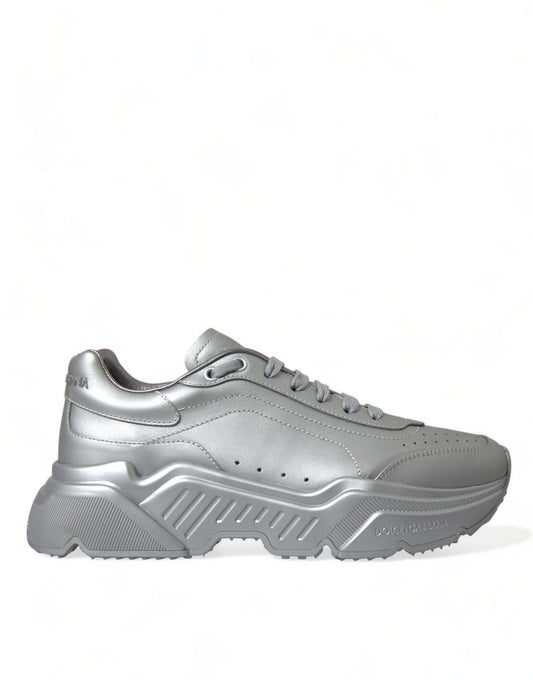 Dolce & Gabbana Elegant Silver Calfskin Leather Sneakers - Arichezz.store