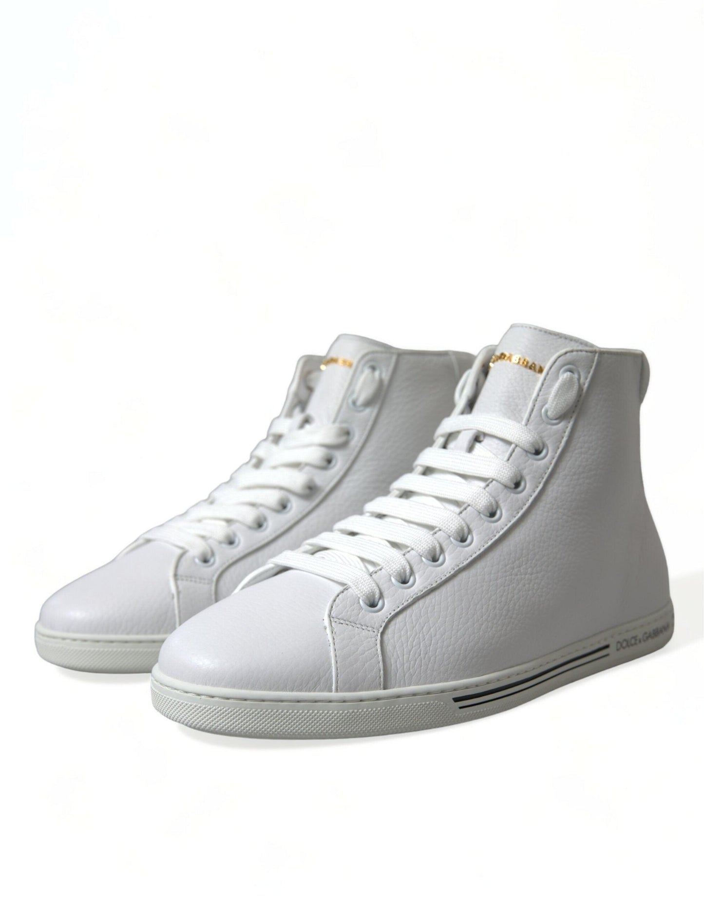 Dolce & Gabbana Elegant White Leather High Top Sneakers - Arichezz.store