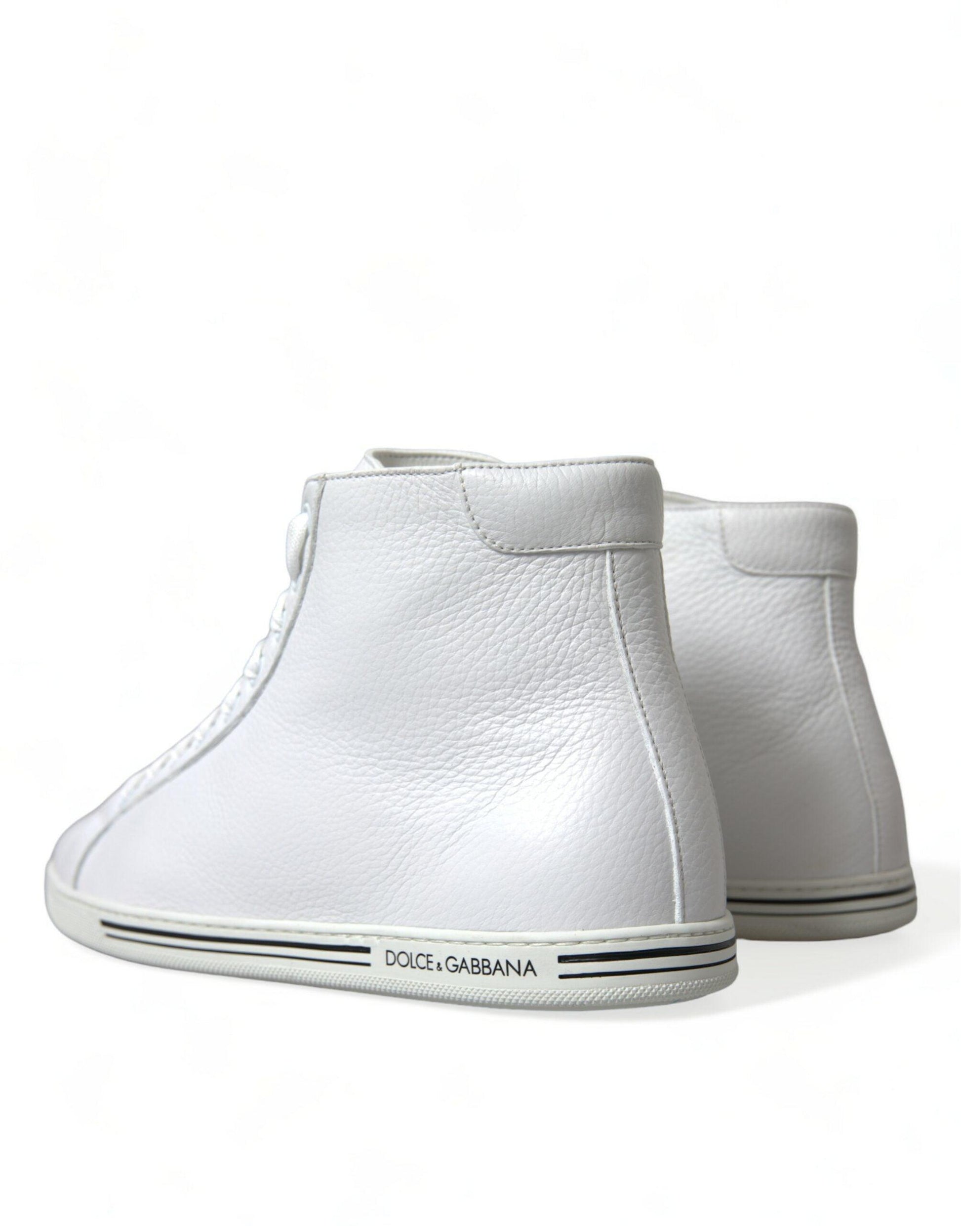 Dolce & Gabbana Elegant White Leather High Top Sneakers - Arichezz.store