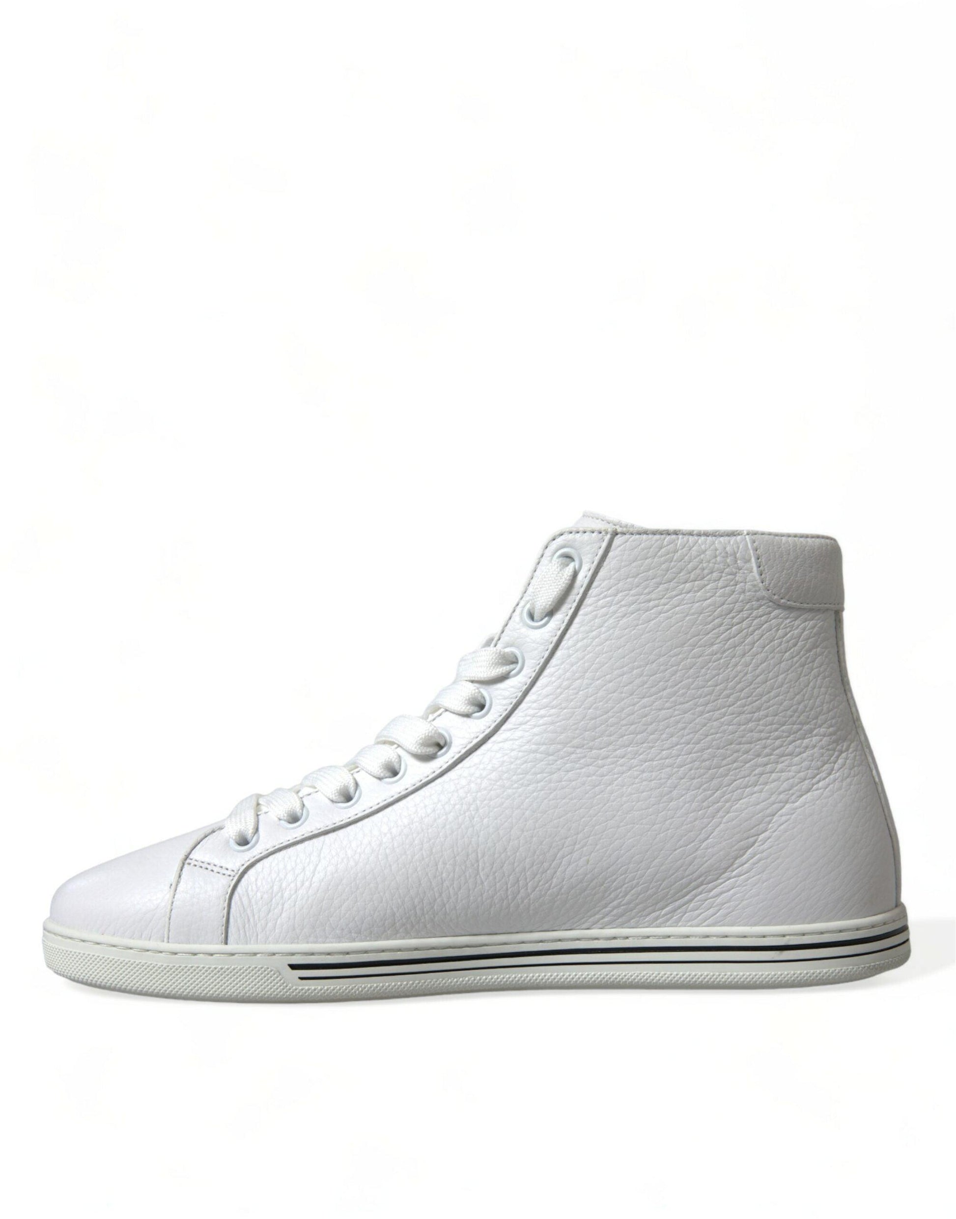 Dolce & Gabbana Elegant White Leather High Top Sneakers - Arichezz.store