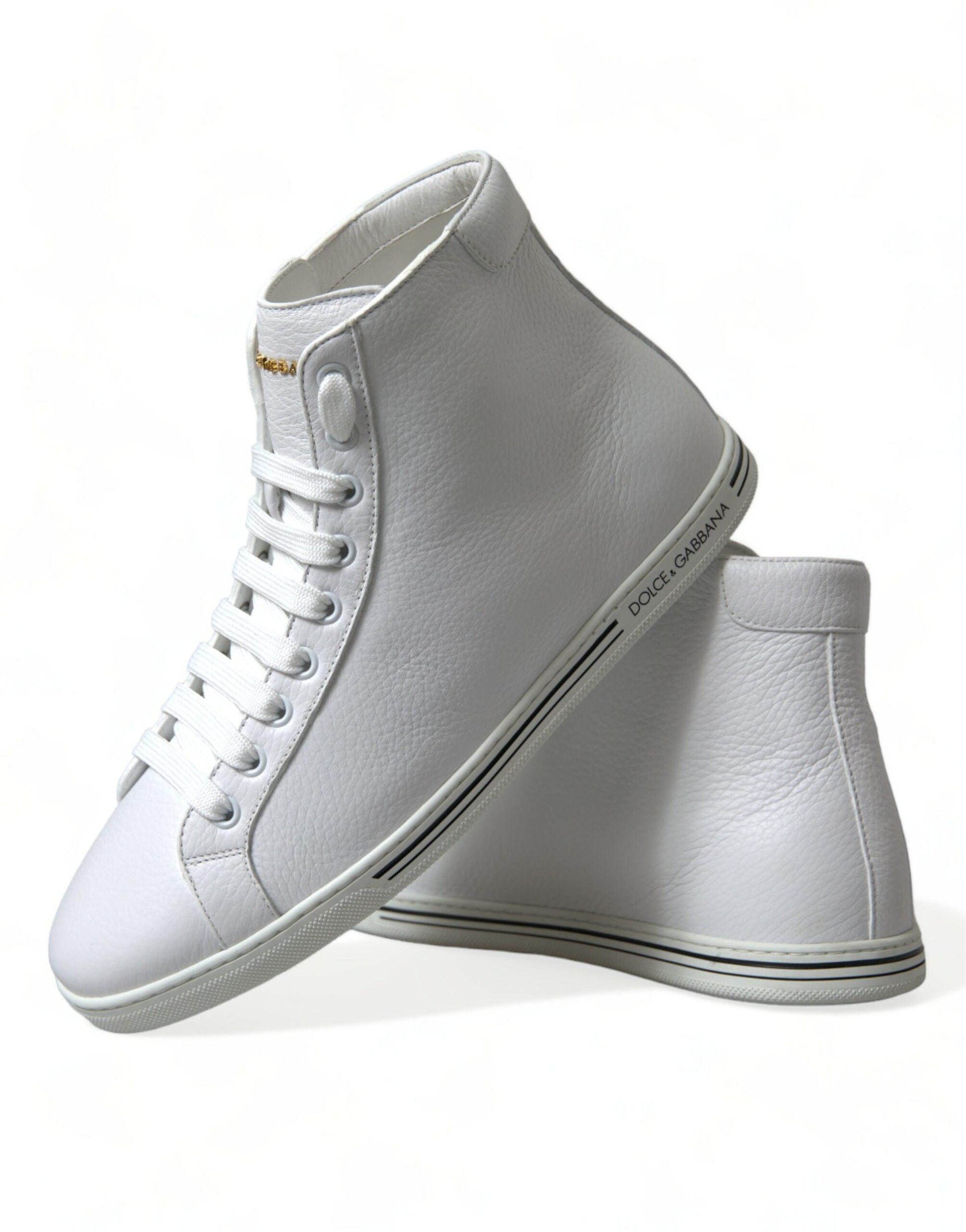 Dolce & Gabbana Elegant White Leather High Top Sneakers - Arichezz.store