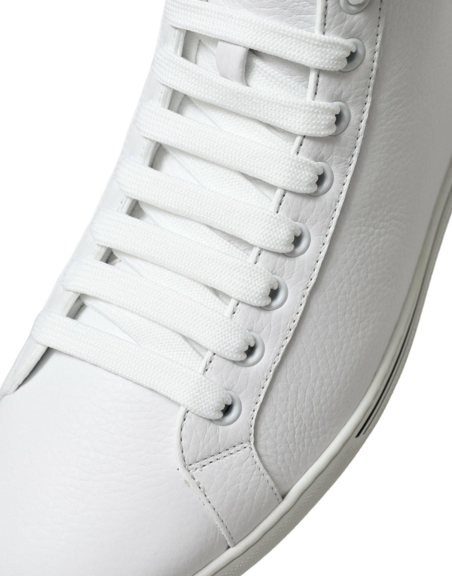 Dolce & Gabbana Elegant White Leather High Top Sneakers - Arichezz.store