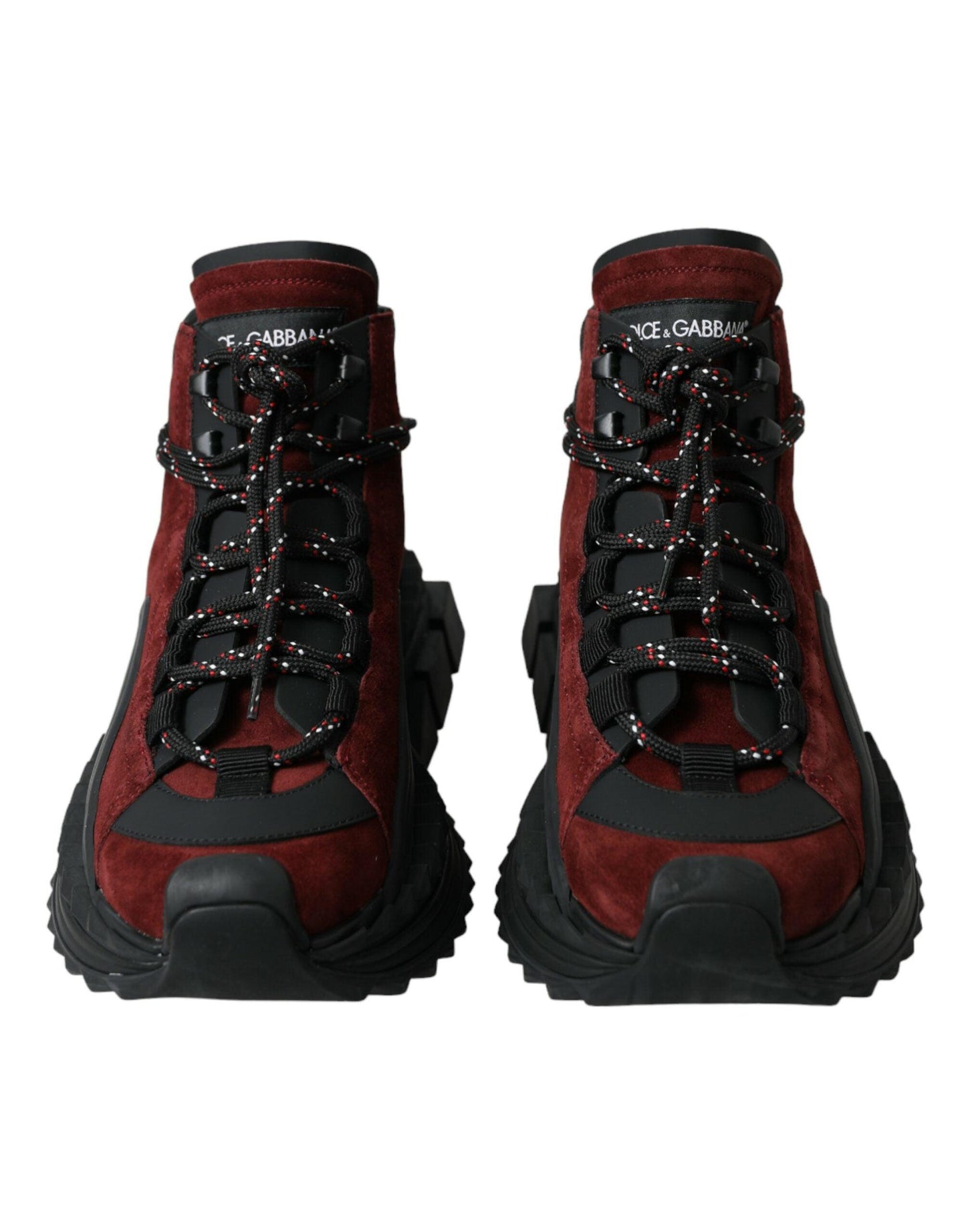 Dolce & Gabbana Burgundy Leather High Top Sneakers - Arichezz.store