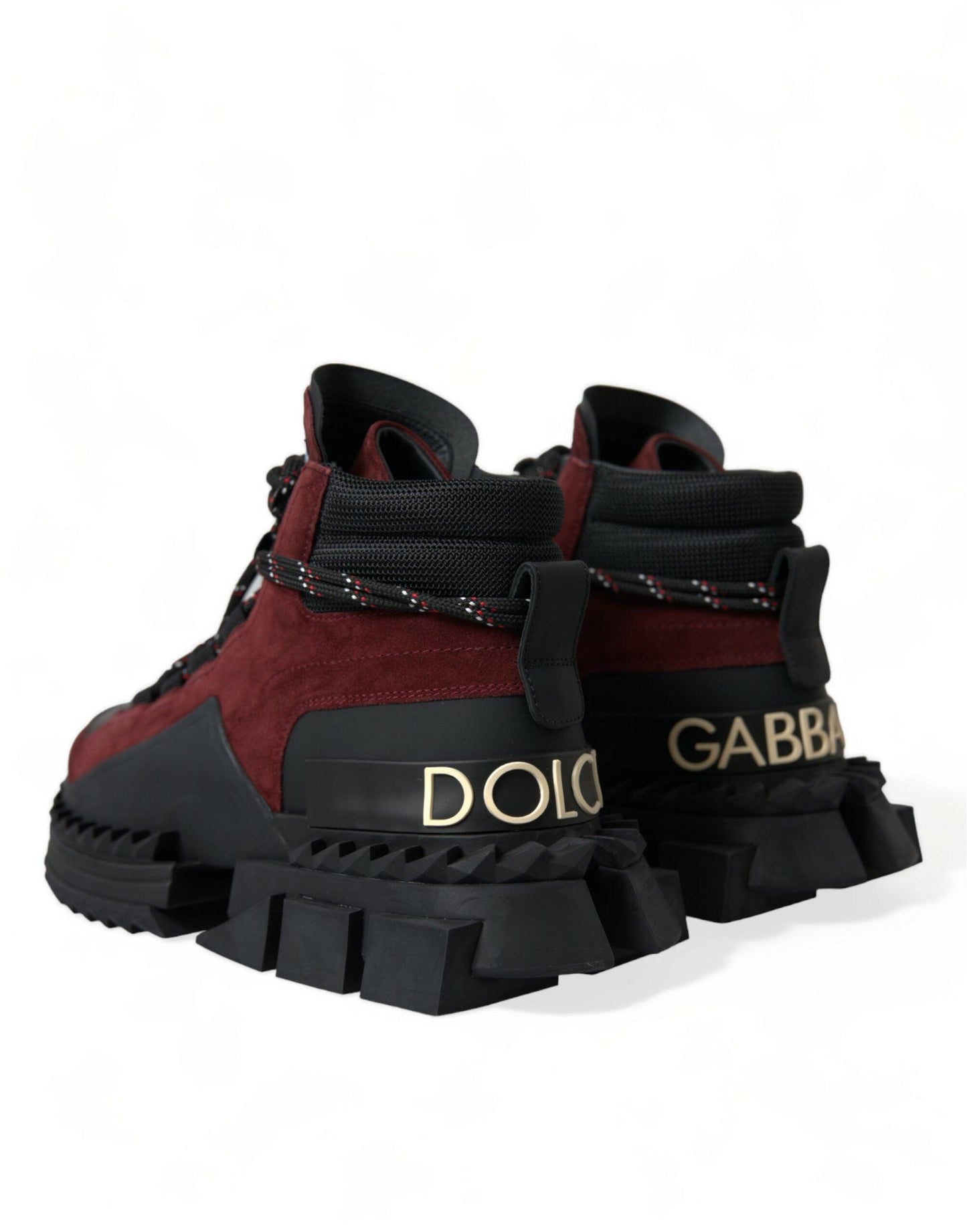 Dolce & Gabbana Burgundy Leather High Top Sneakers - Arichezz.store