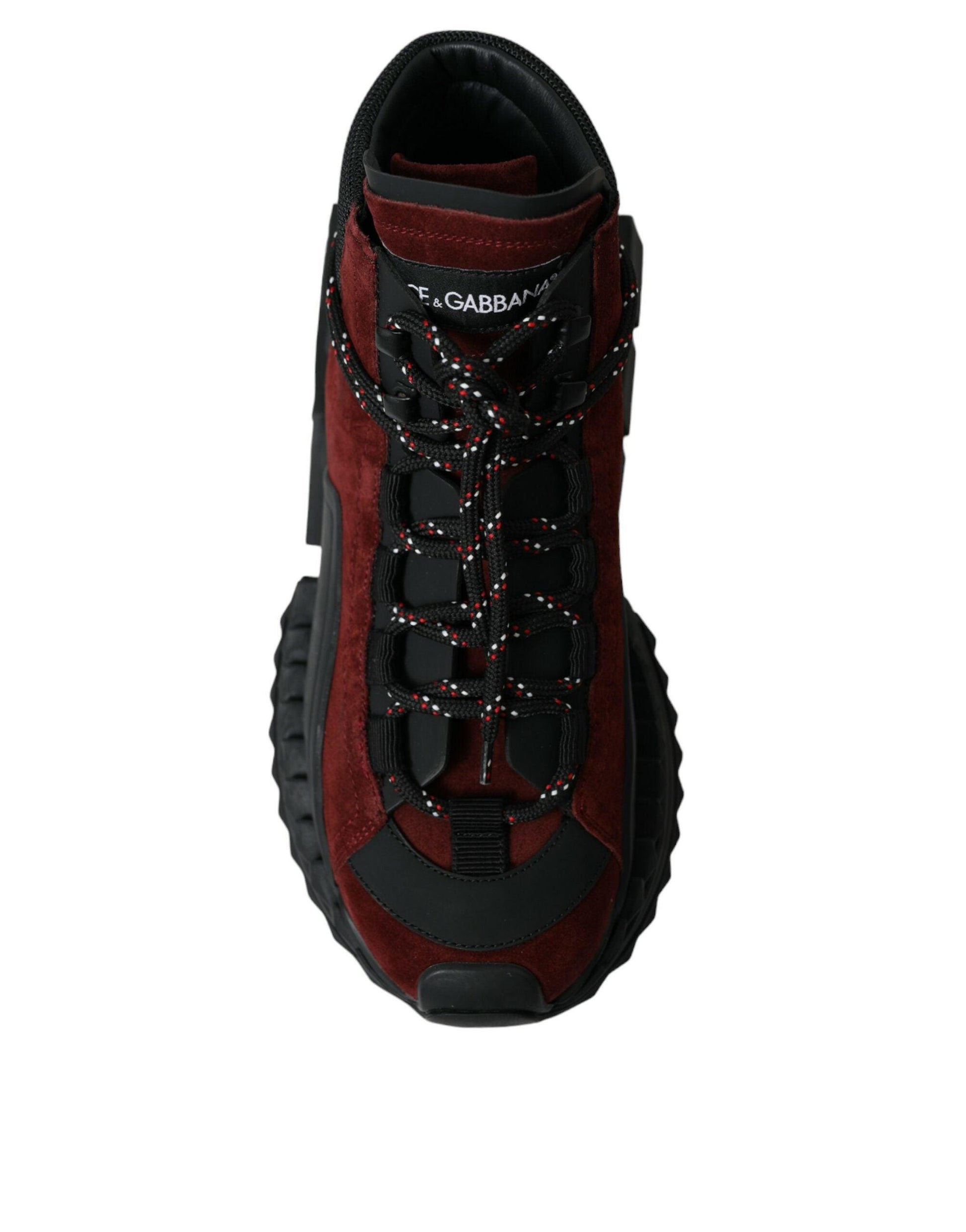 Dolce & Gabbana Burgundy Leather High Top Sneakers - Arichezz.store