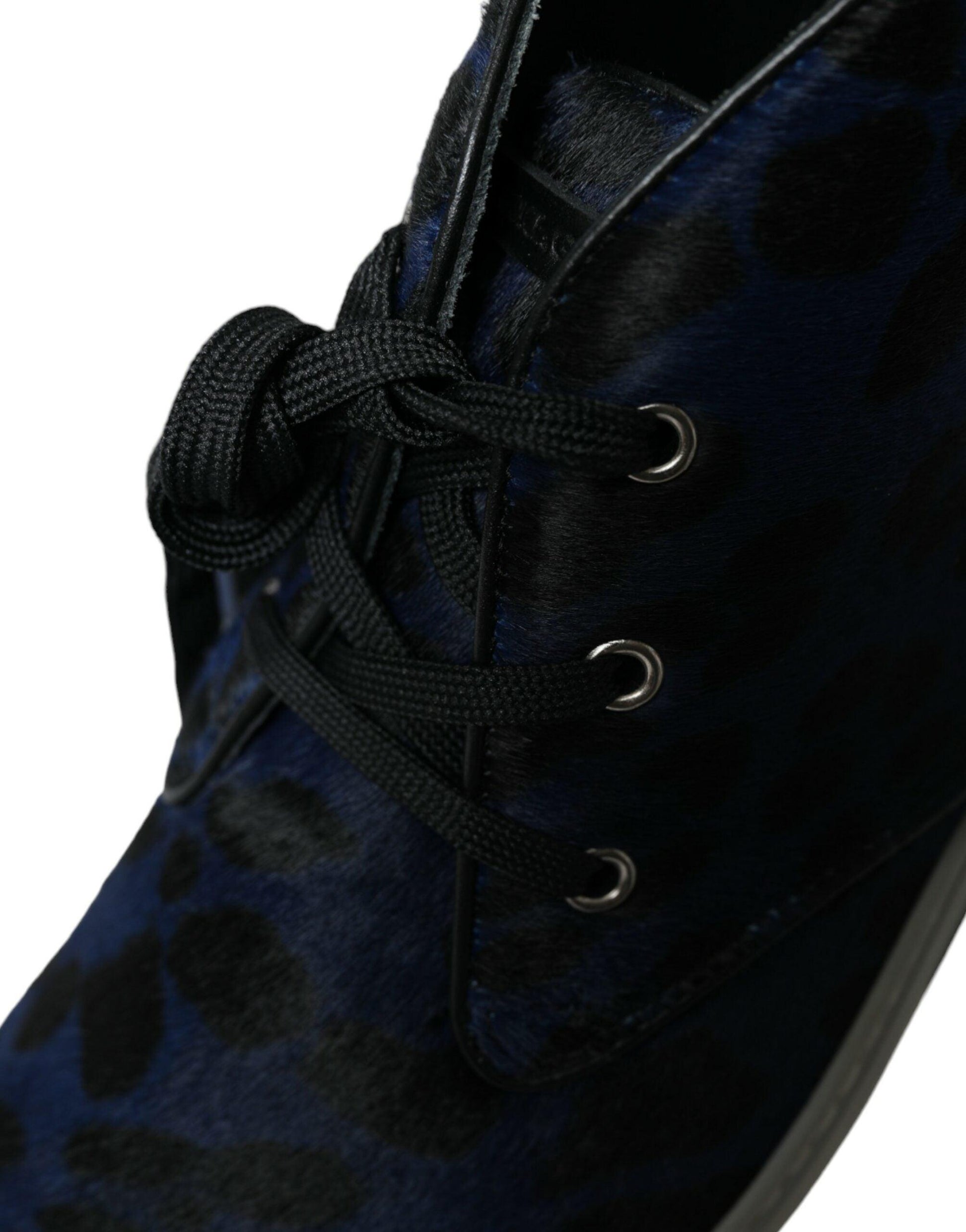 Dolce & Gabbana Chic Blue Leopard Print Mid-Top Sneakers - Arichezz.store