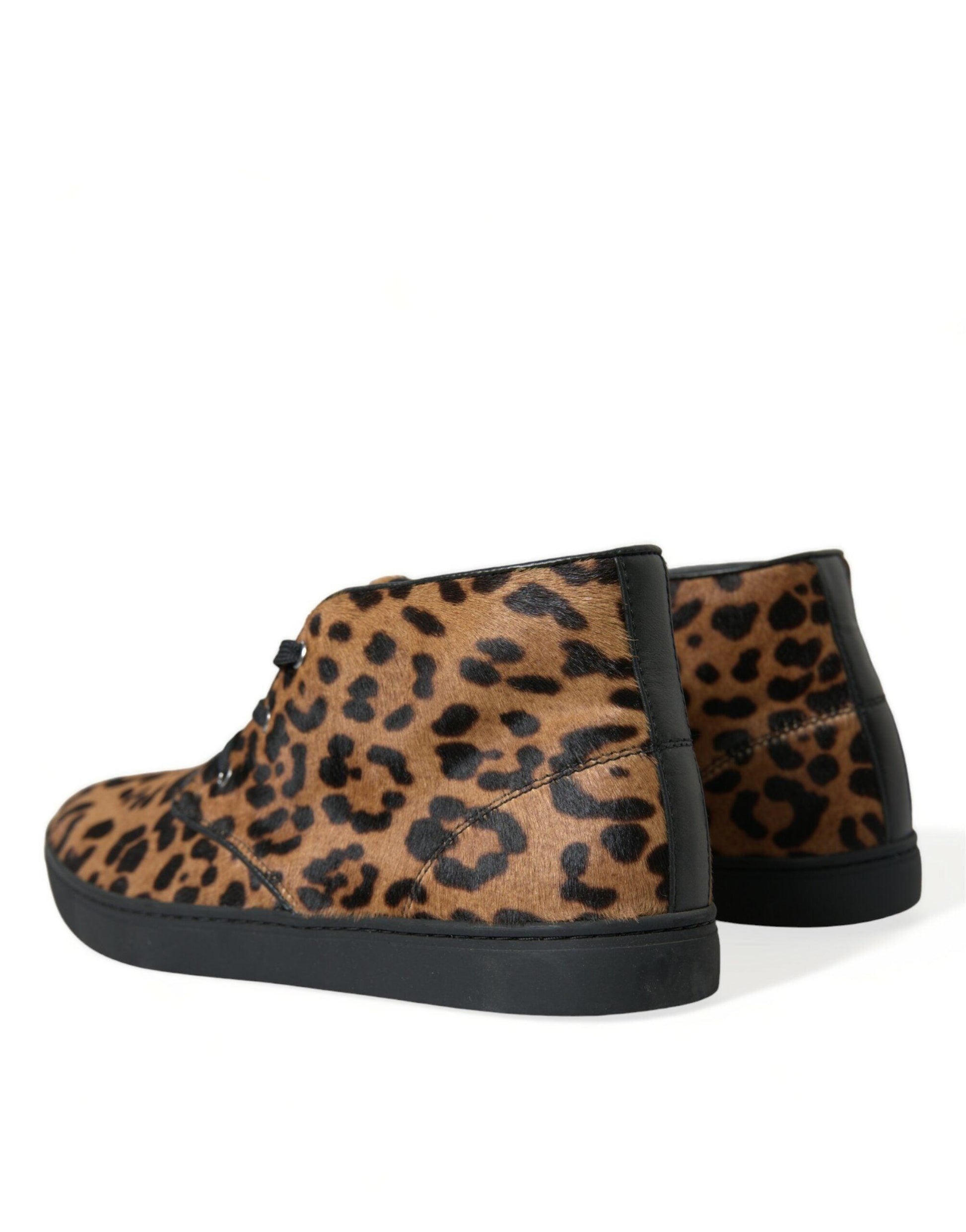 Dolce & Gabbana Elegant Leopard Print Mid-Top Sneakers - Arichezz.store