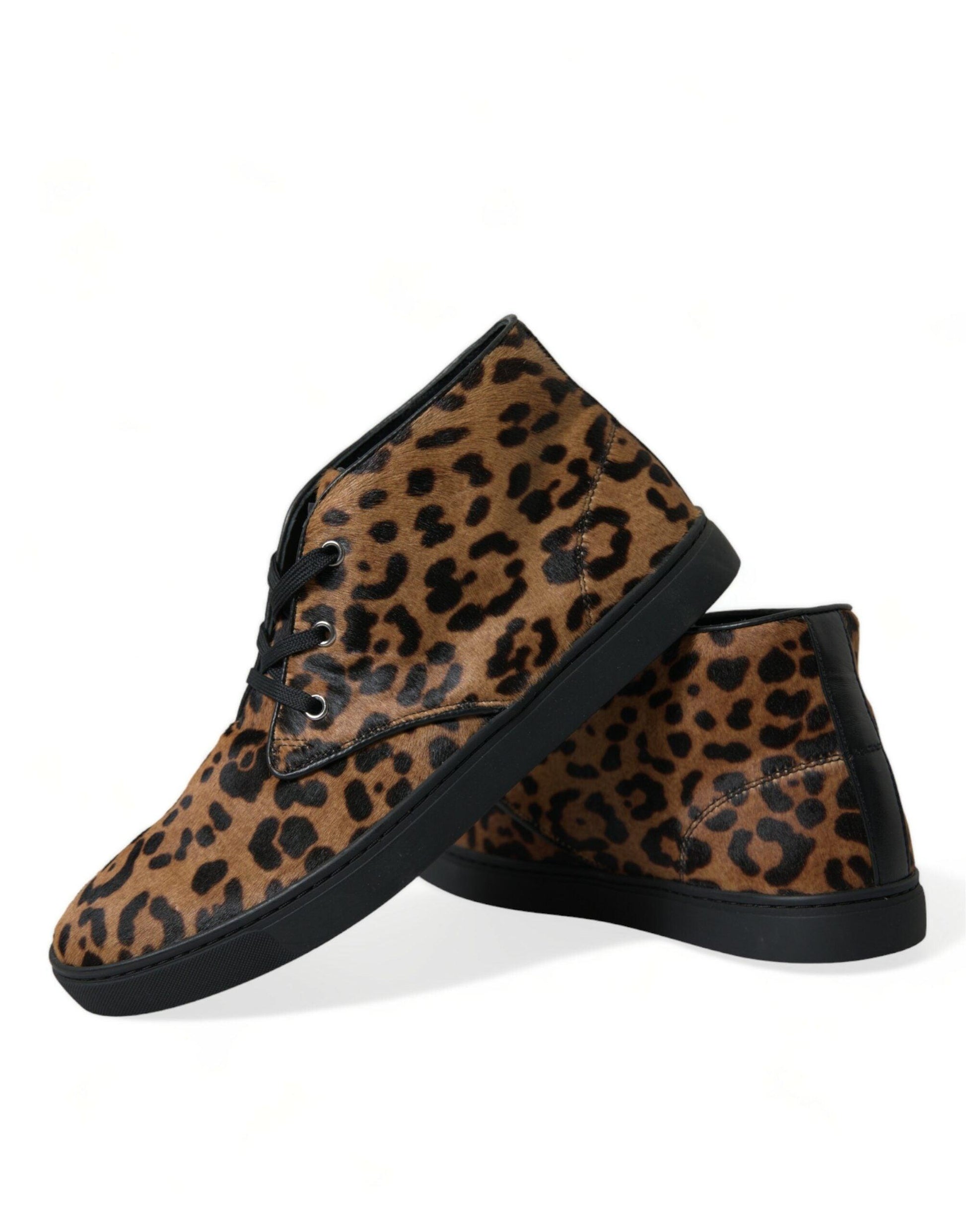 Dolce & Gabbana Elegant Leopard Print Mid-Top Sneakers - Arichezz.store