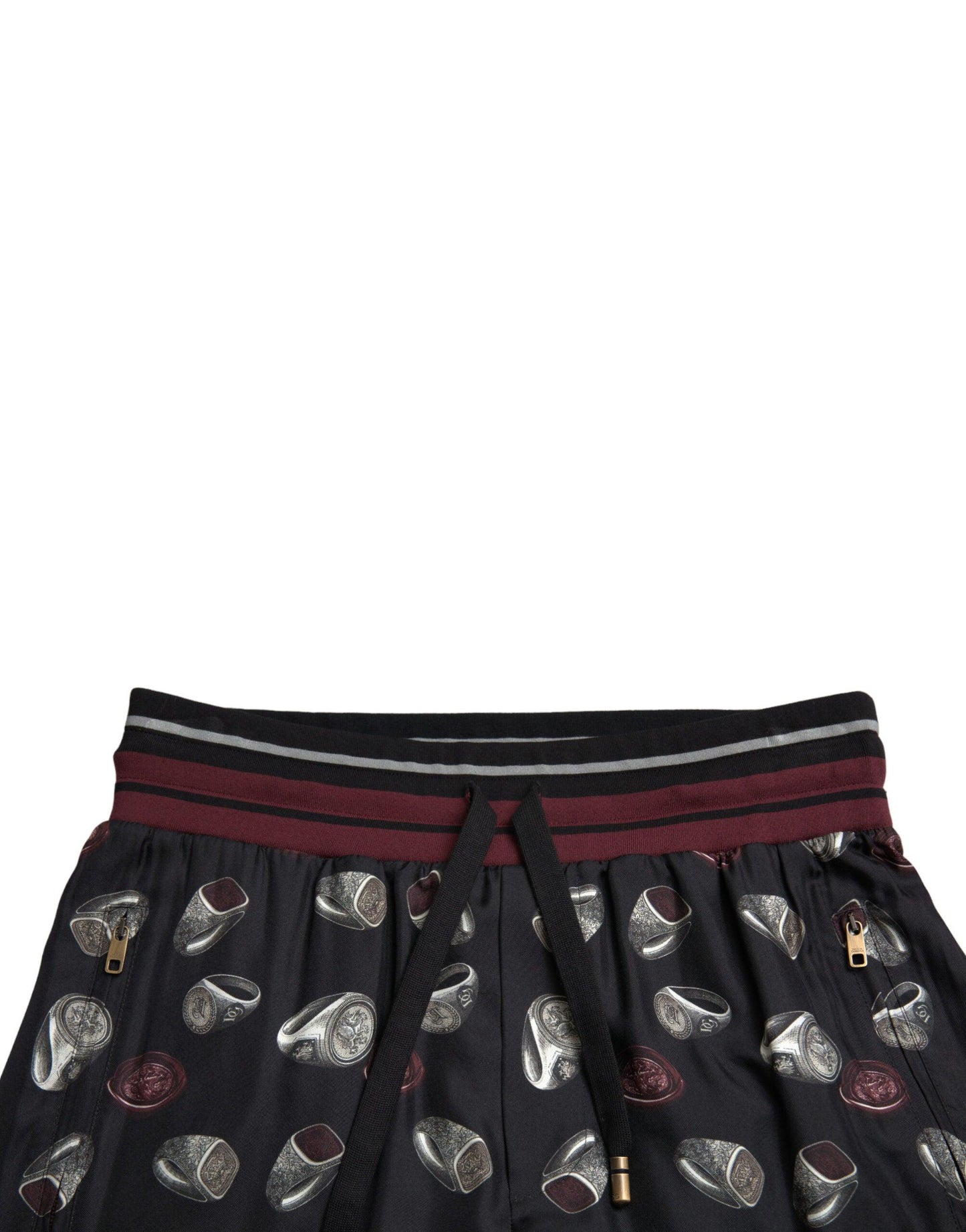 Dolce & Gabbana Elegant Silk Jogging Trousers with Ring Print - Arichezz.store