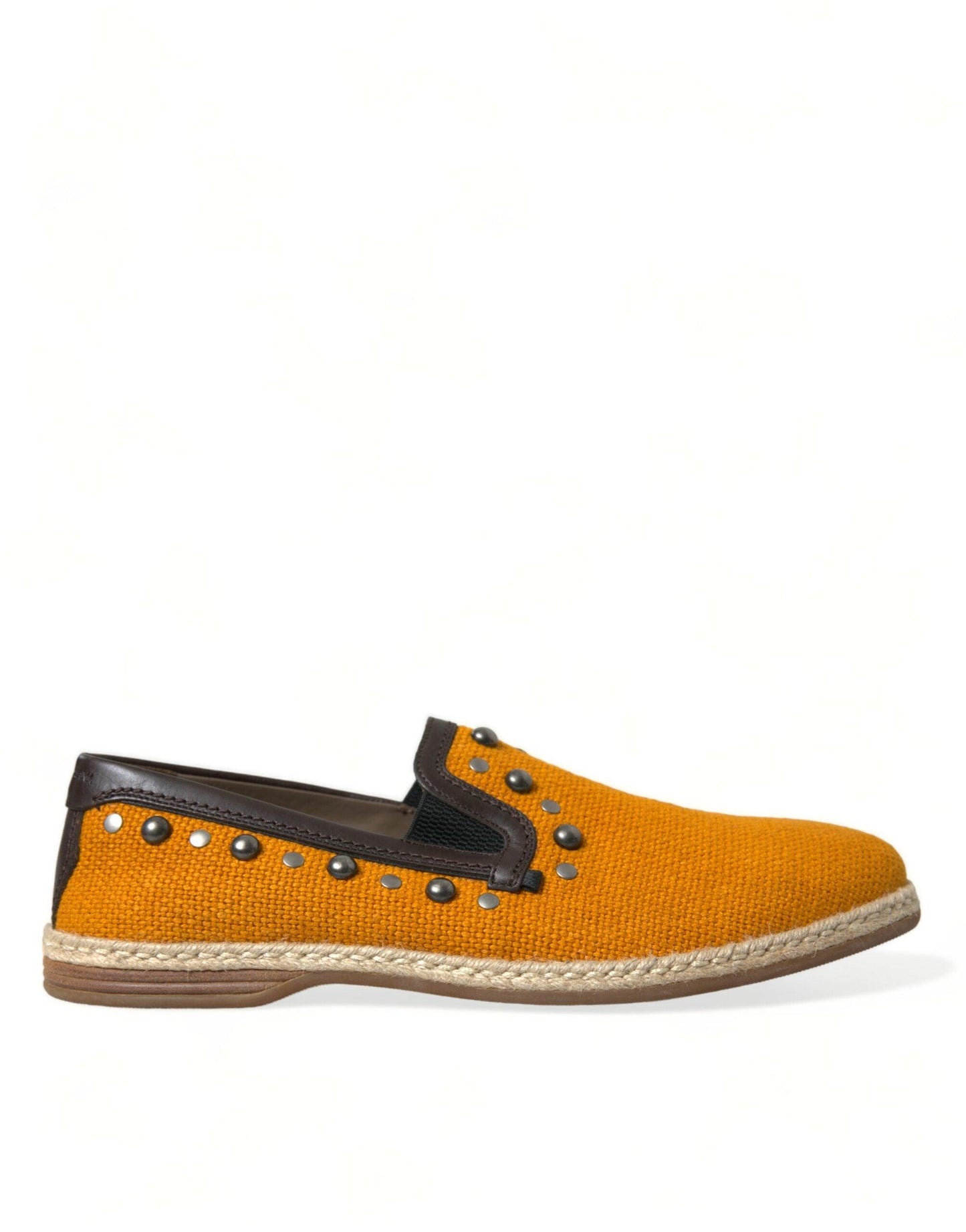 Dolce & Gabbana Exclusive Orange Canvas Loafers with Studs - Arichezz.store