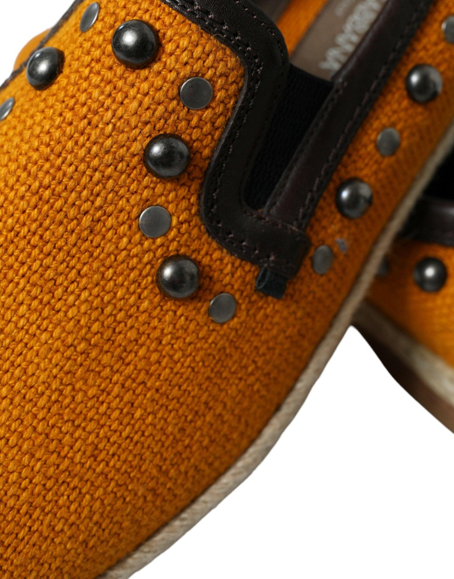 Dolce & Gabbana Exclusive Orange Canvas Loafers with Studs - Arichezz.store