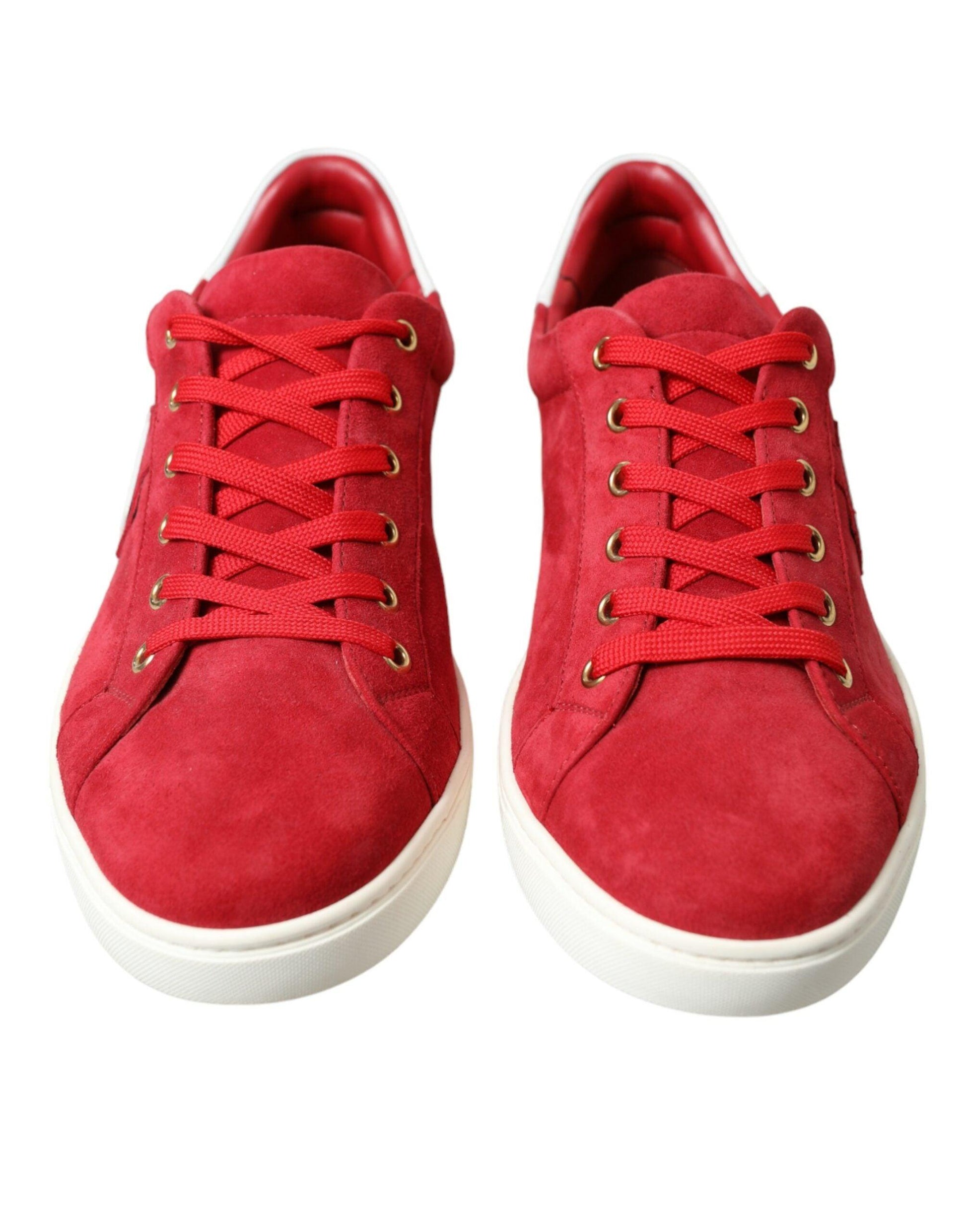 Dolce & Gabbana Elegant Red & White Low Top Sneakers - Arichezz.store