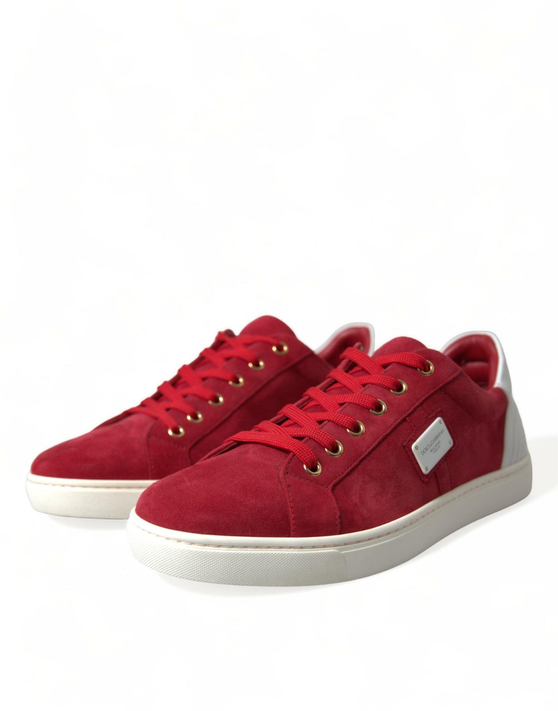 Dolce & Gabbana Elegant Red & White Low Top Sneakers - Arichezz.store