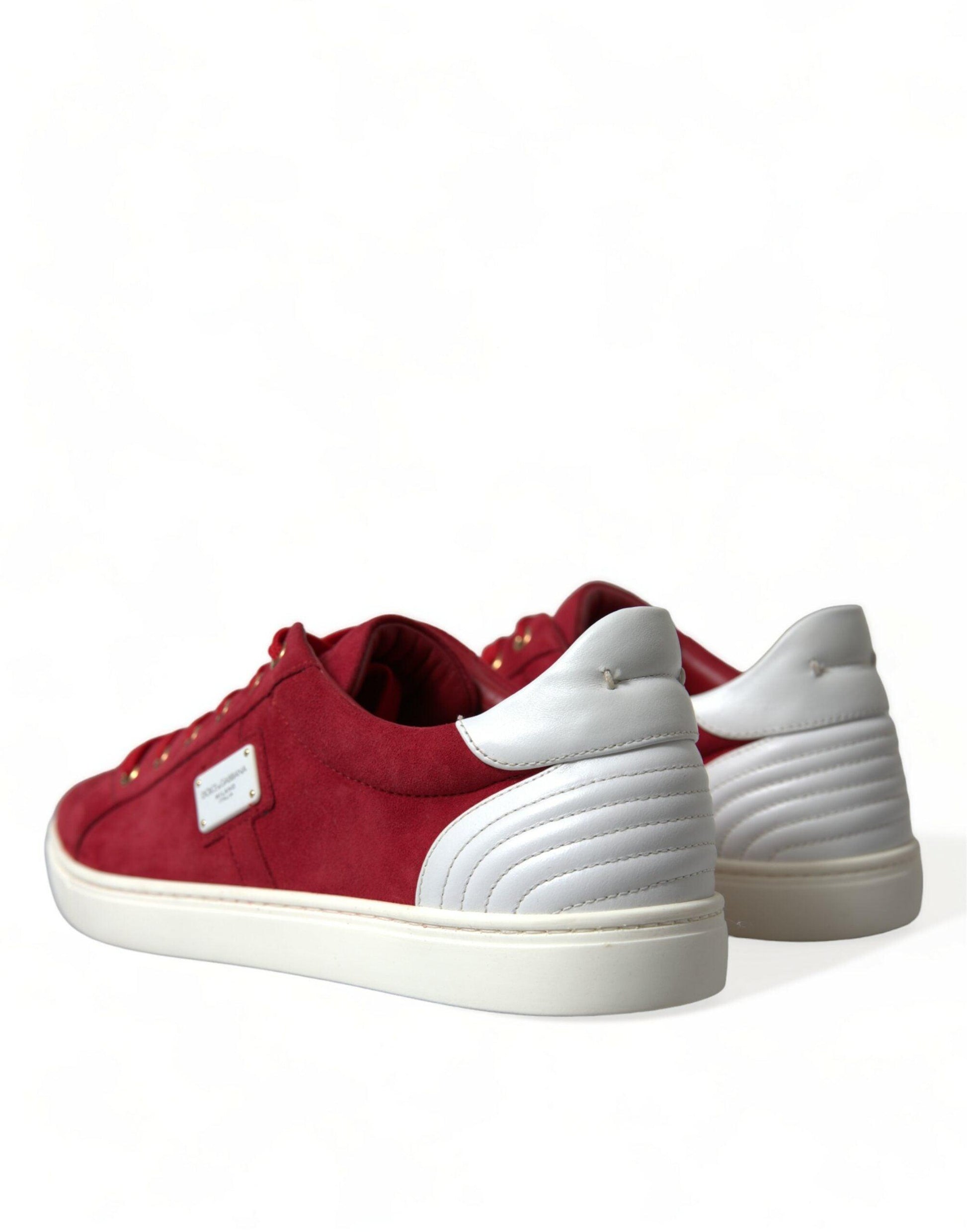 Dolce & Gabbana Elegant Red & White Low Top Sneakers - Arichezz.store