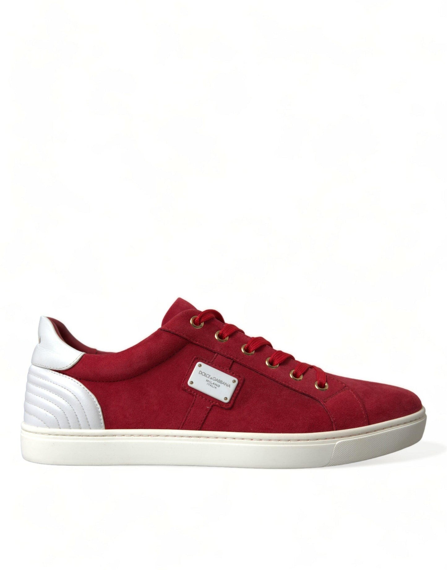 Dolce & Gabbana Elegant Red & White Low Top Sneakers - Arichezz.store