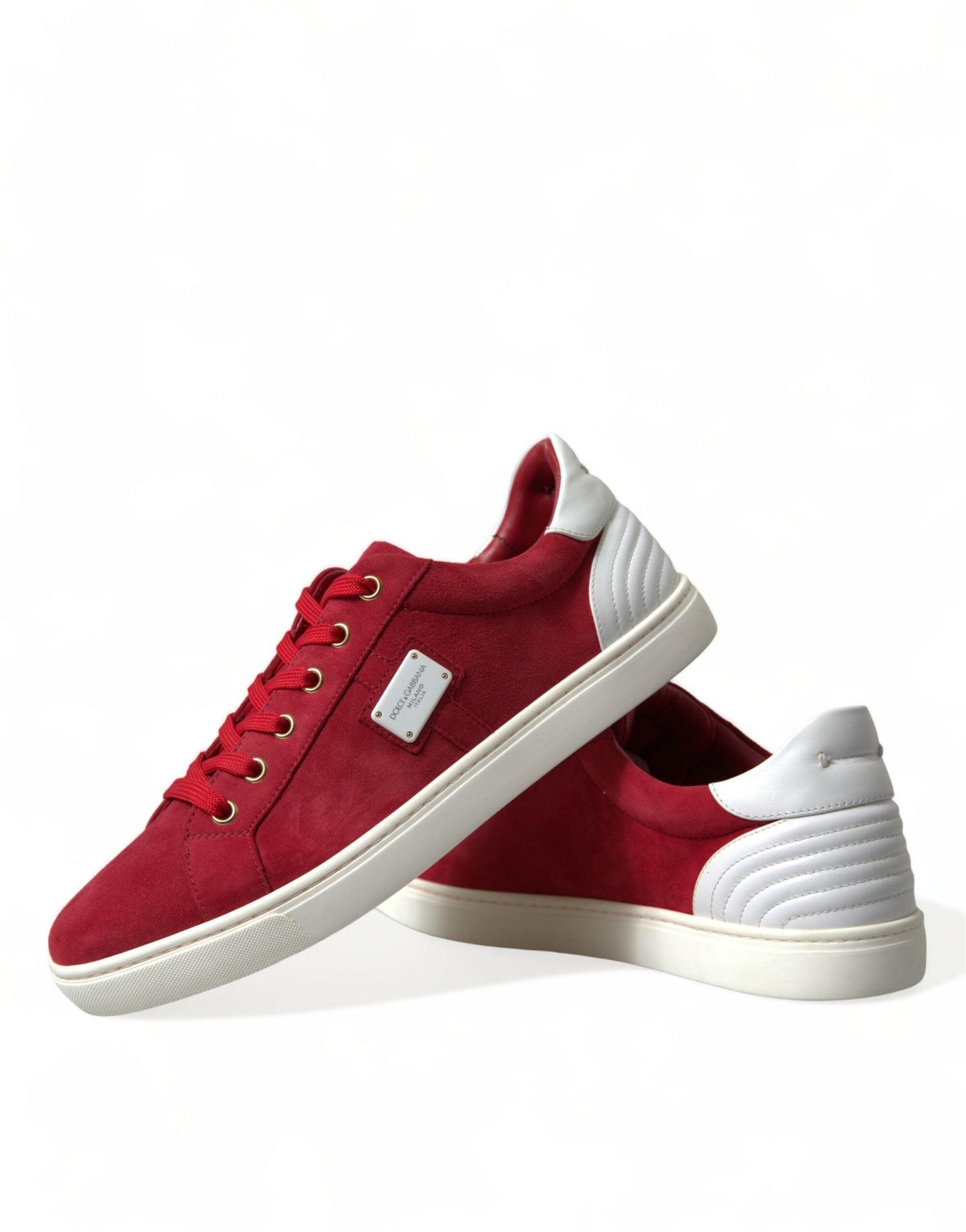 Dolce & Gabbana Elegant Red & White Low Top Sneakers - Arichezz.store