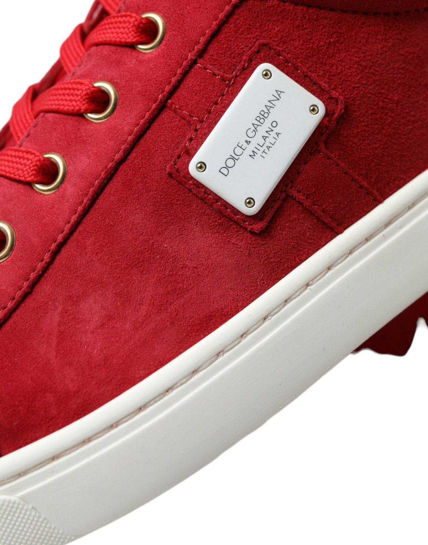 Dolce & Gabbana Elegant Red & White Low Top Sneakers - Arichezz.store