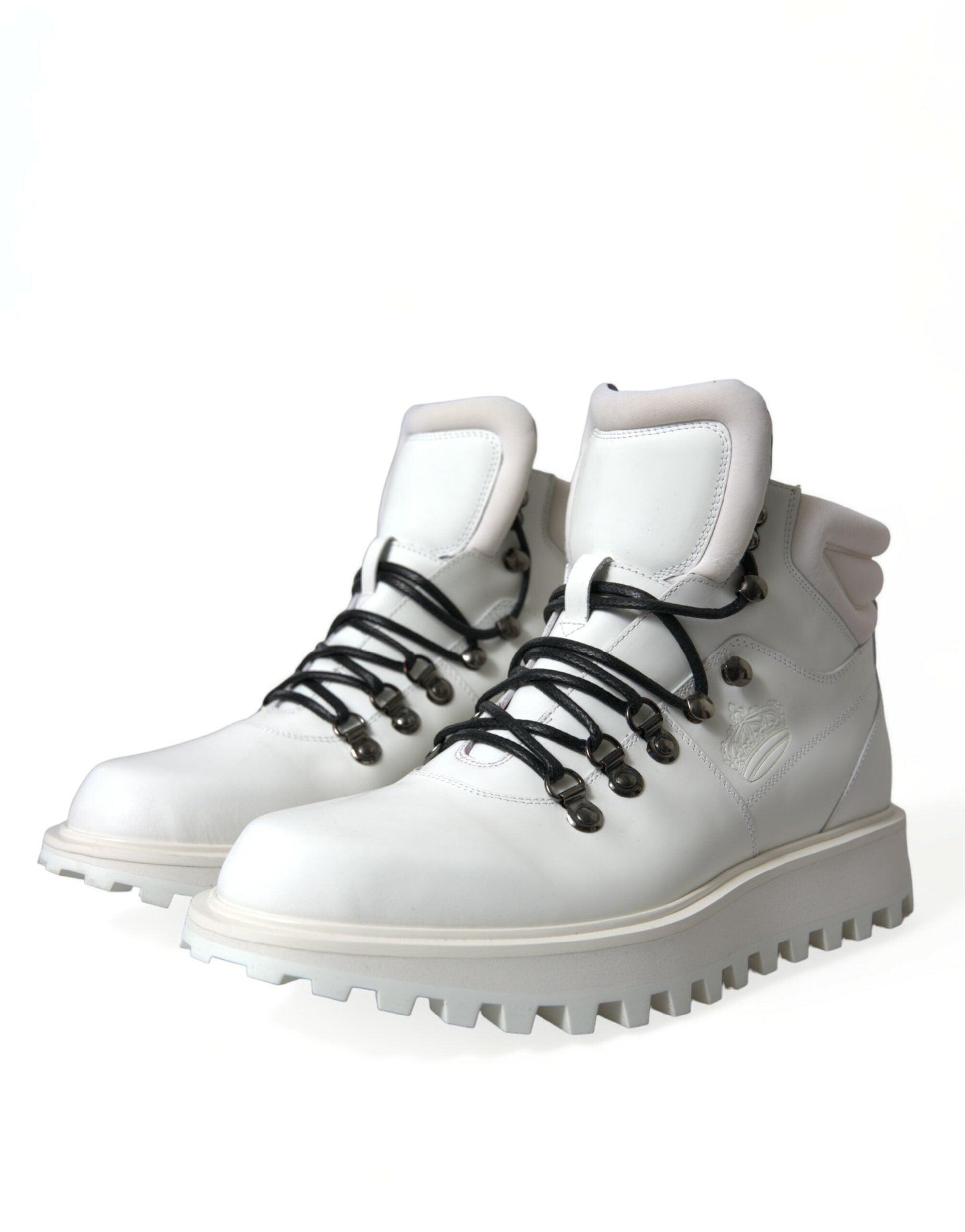 Dolce & Gabbana Elegant White Leather Ankle Boots - Arichezz.store